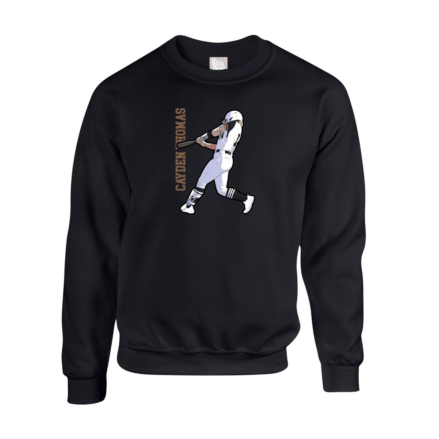 Fleece Crew — Name Vertical in Black
