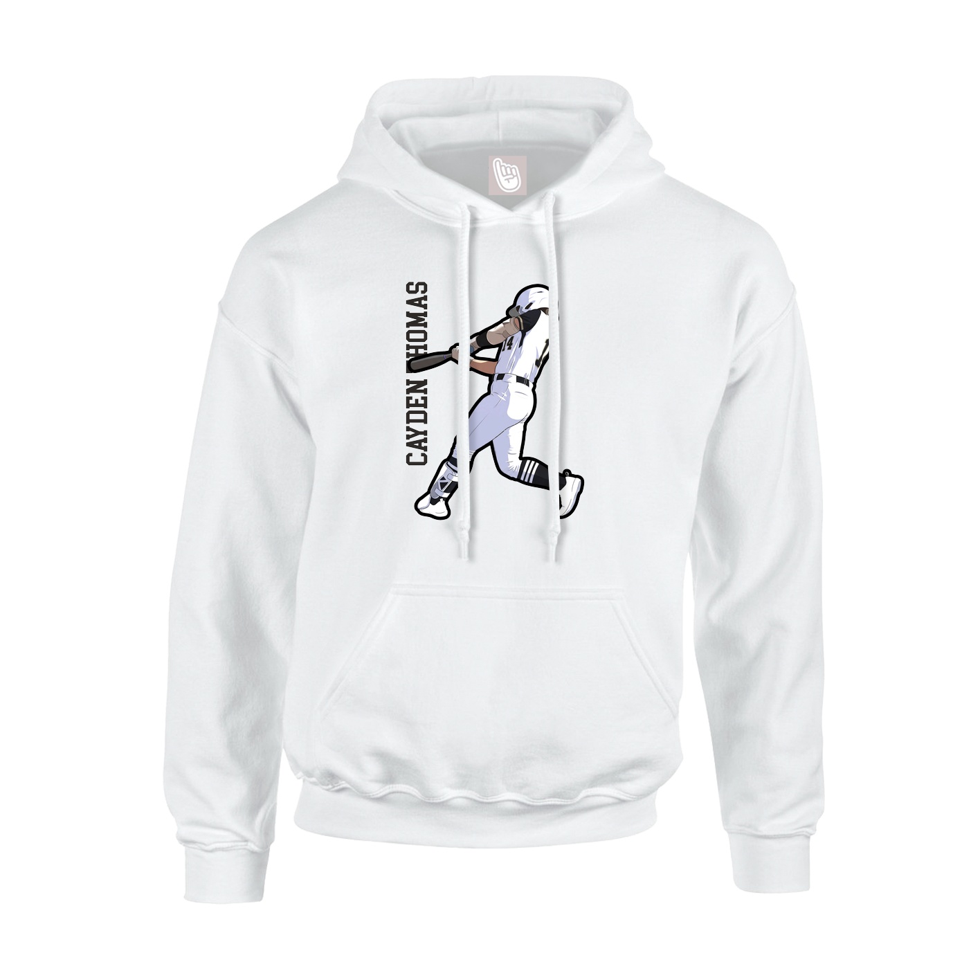 Youth Hoodie — Name Vertical in White