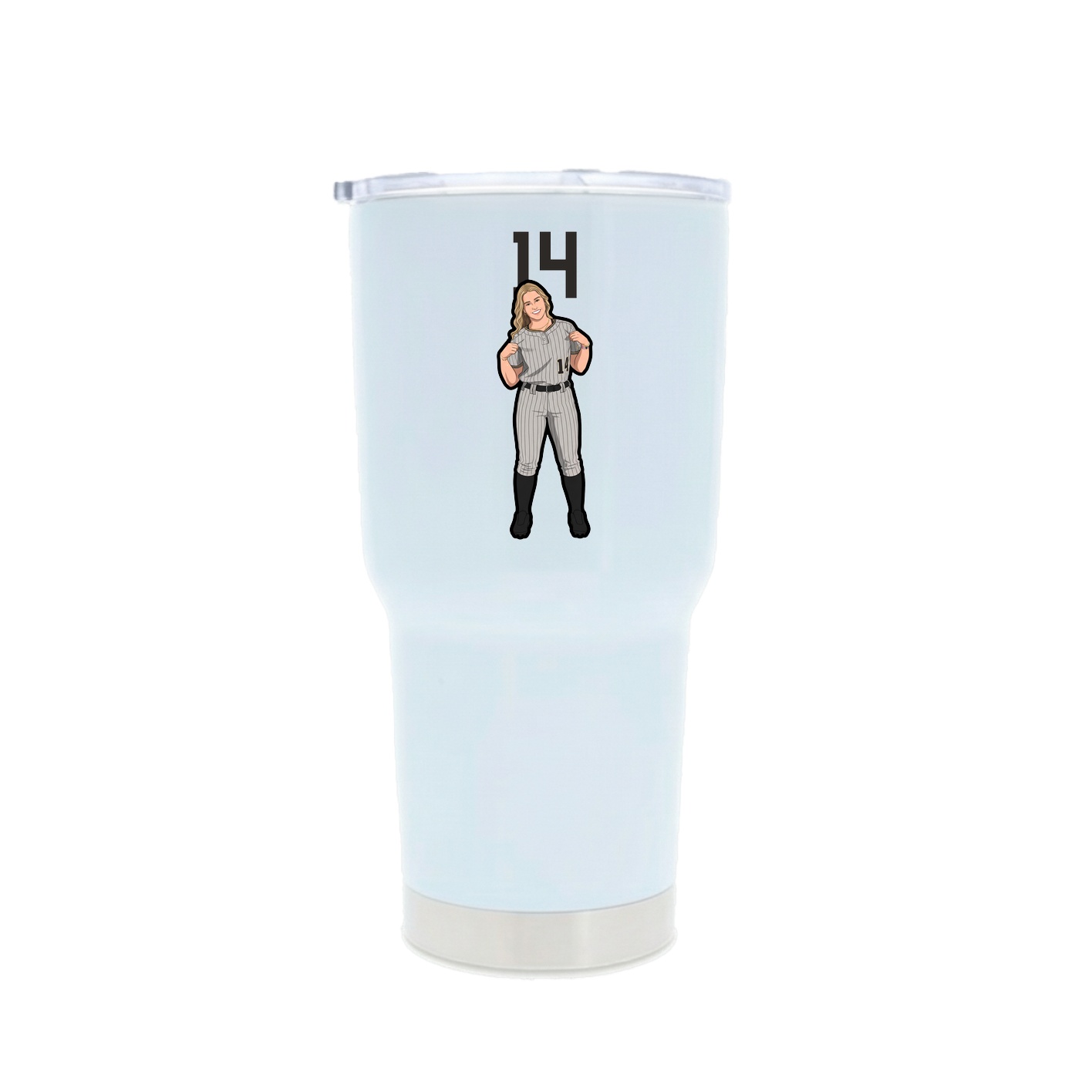 30oz Stainless Steel Tumbler — Number Top in White