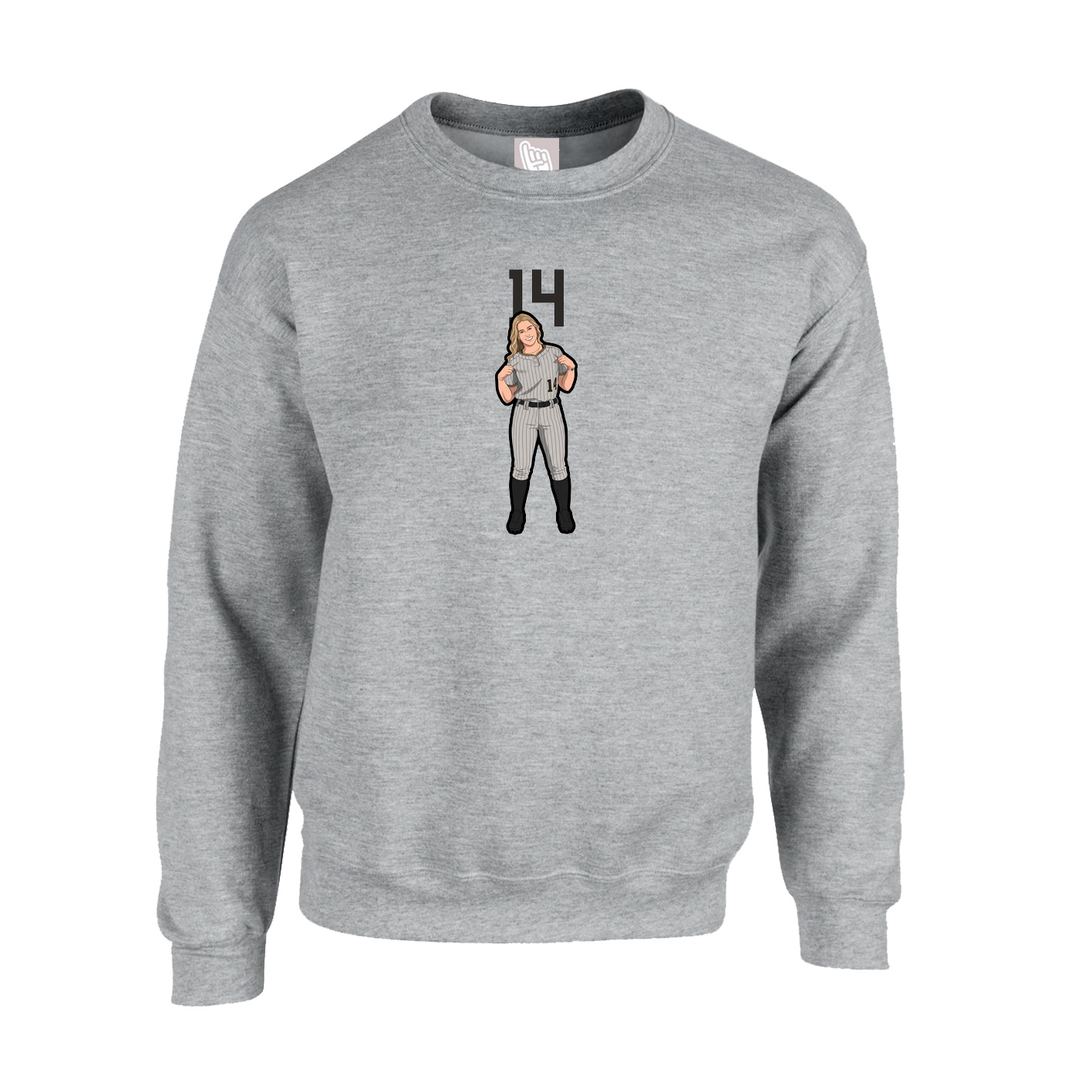Fleece Crew — Number Top in Grey