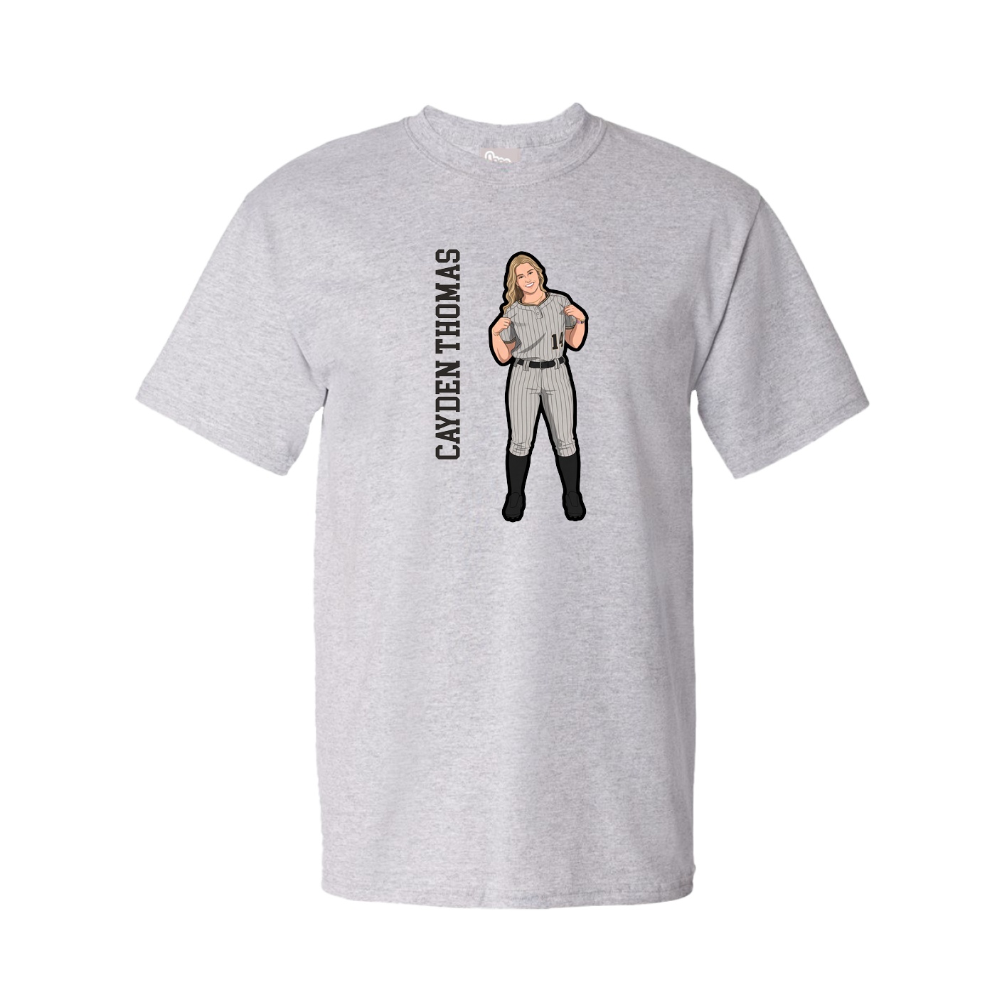 Youth Tee — Name Vertical in Grey
