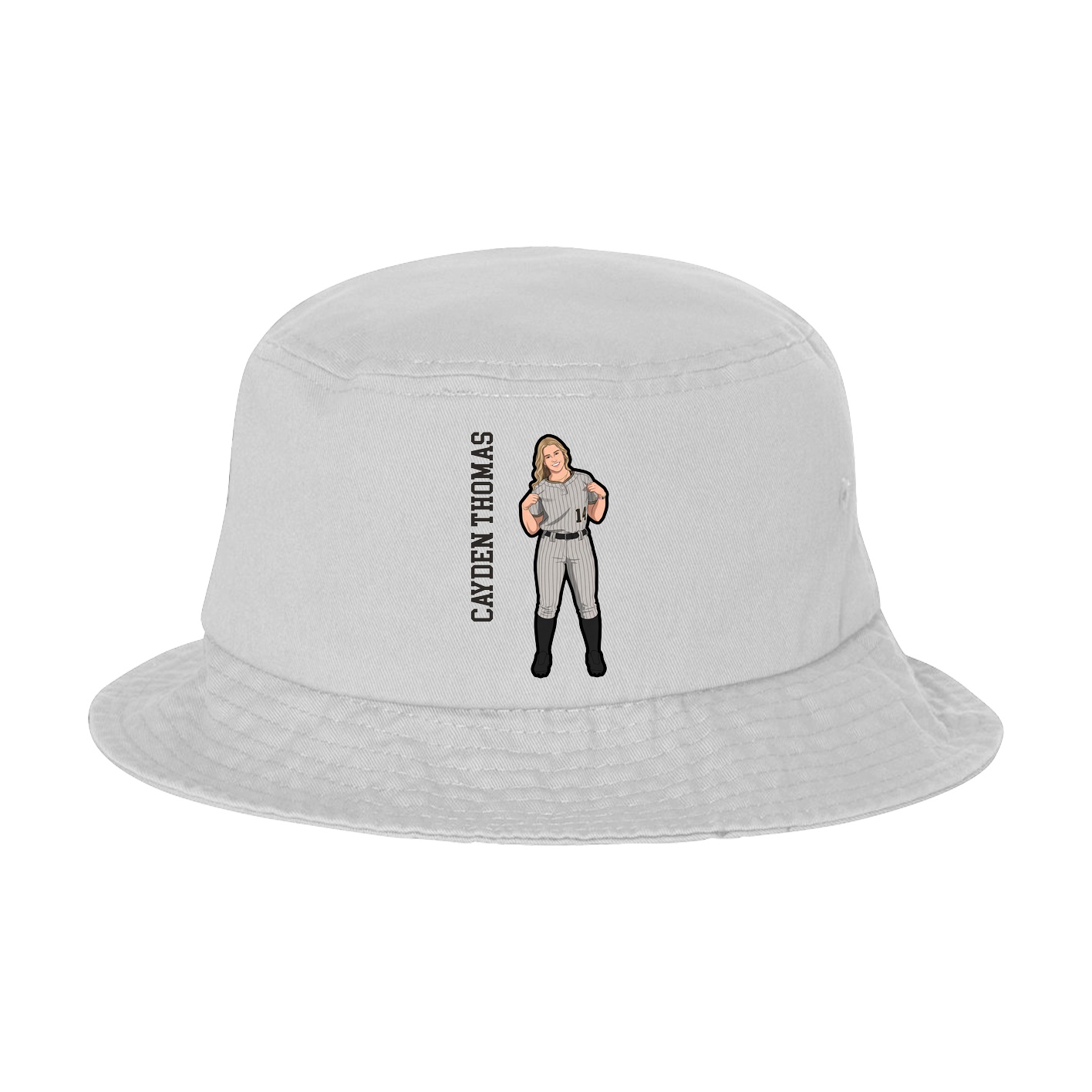 Bucket Cap — Name Vertical in White