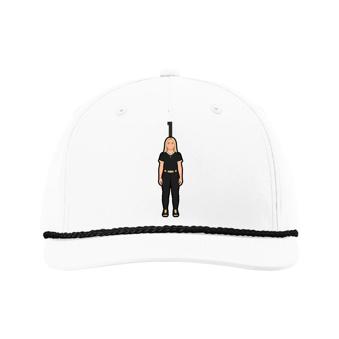 Five-Panel Classic Rope Cap — Number Top in White