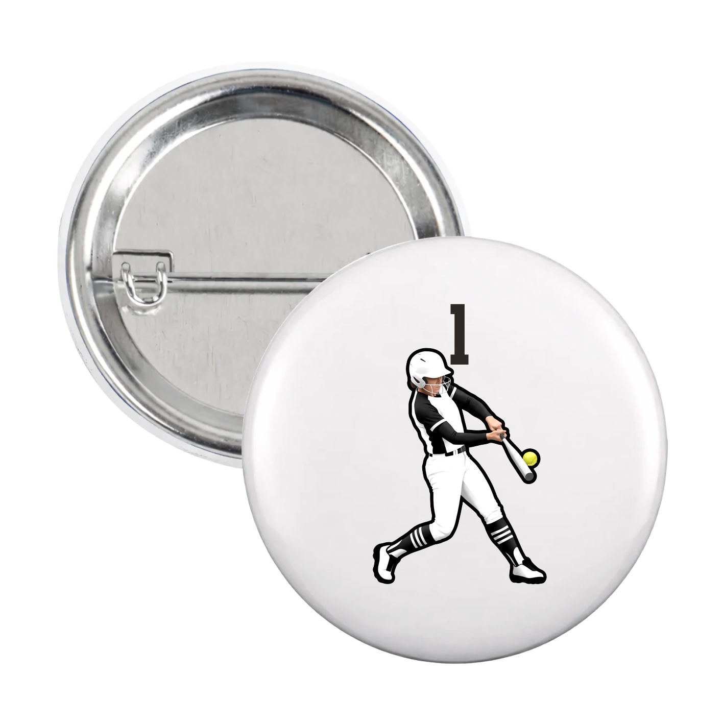 Game Day Button — Number Top in White