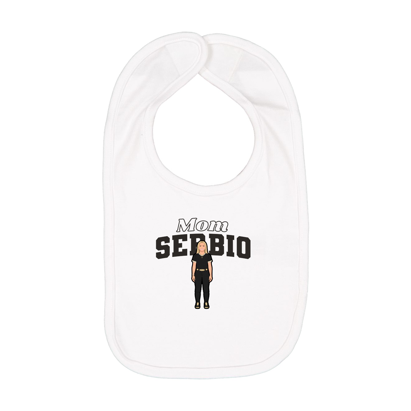 Infant Bib — Mothers Day Block in White