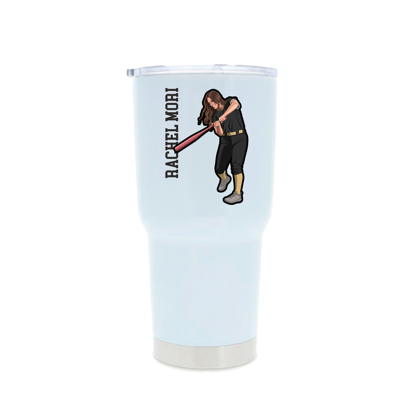 30oz Stainless Steel Tumbler — Name Vertical in White