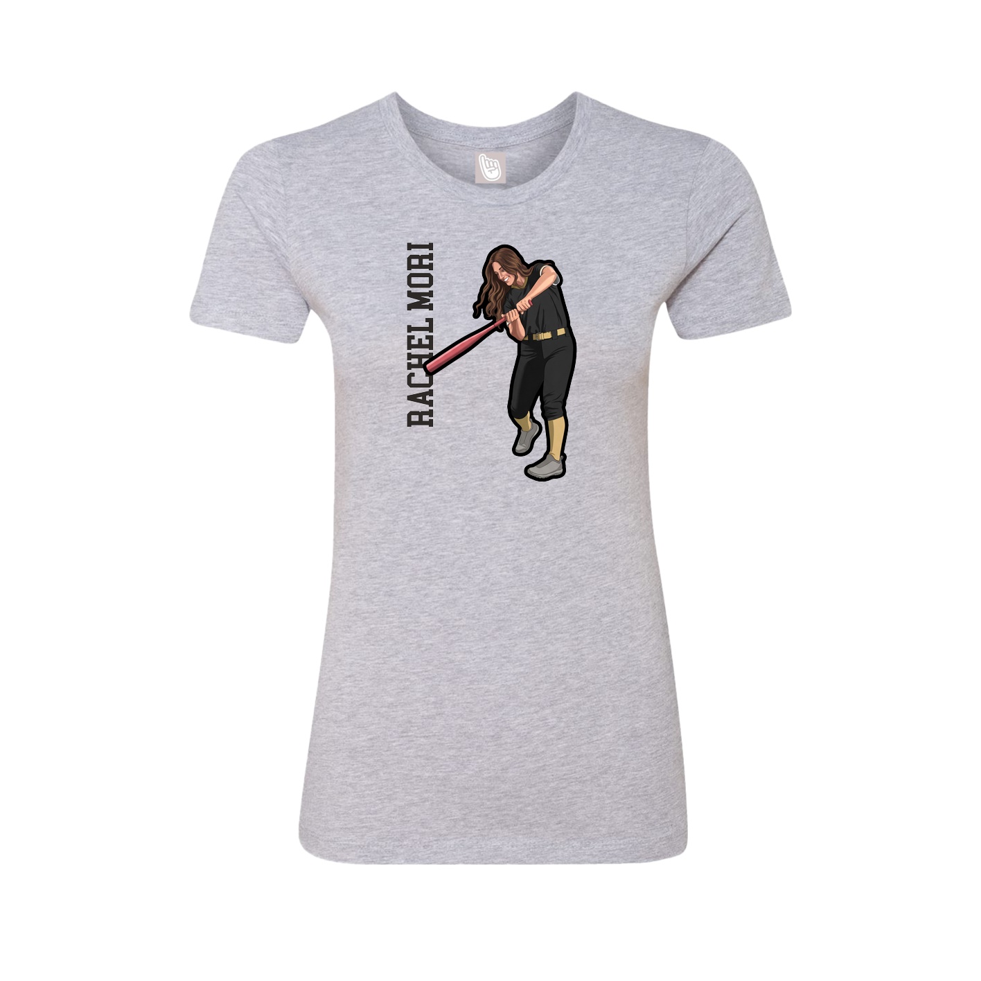 Fitted Women's Tee — Name Vertical in Grey