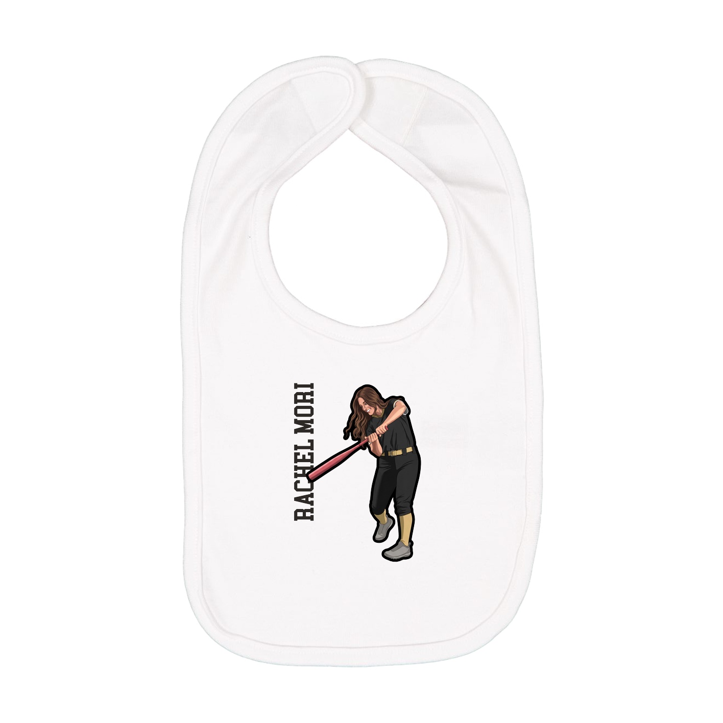 Infant Bib — Name Vertical in White