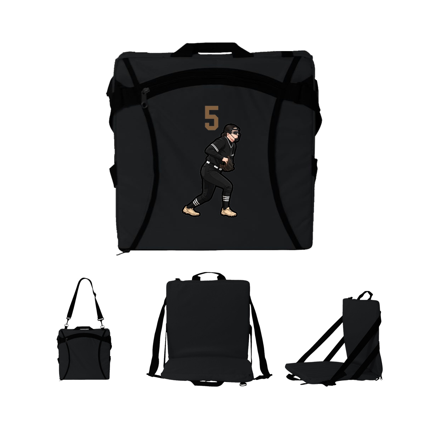 Folding Stadium Seat — Number Top in Black