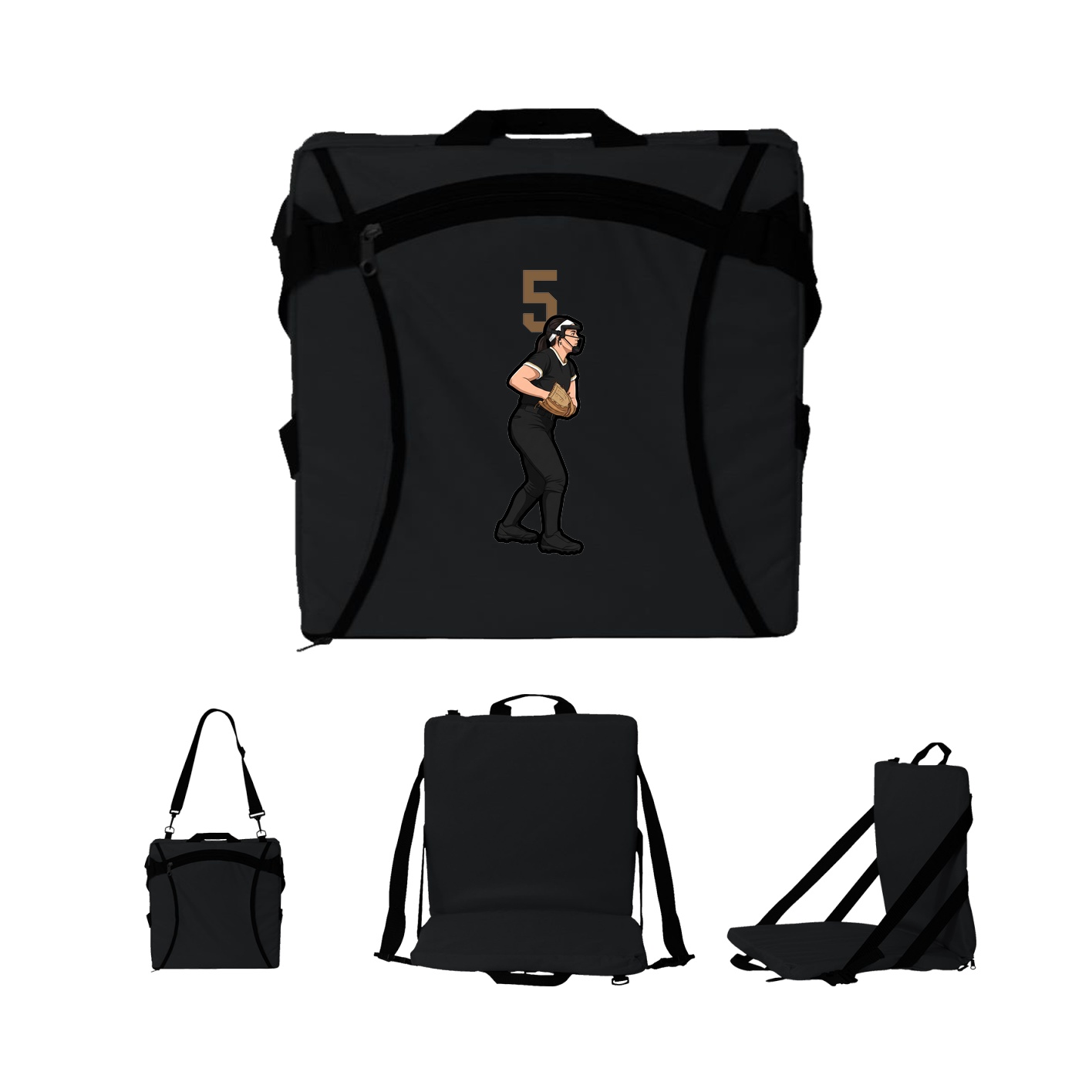 Folding Stadium Seat — Number Top in Black