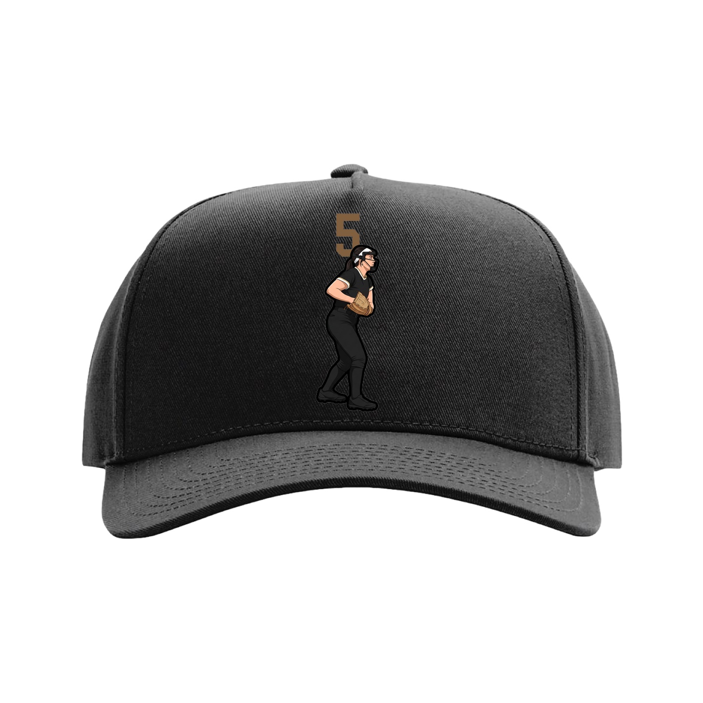 Full Fabric Five-Panel Champ Cap — Number Top in Black