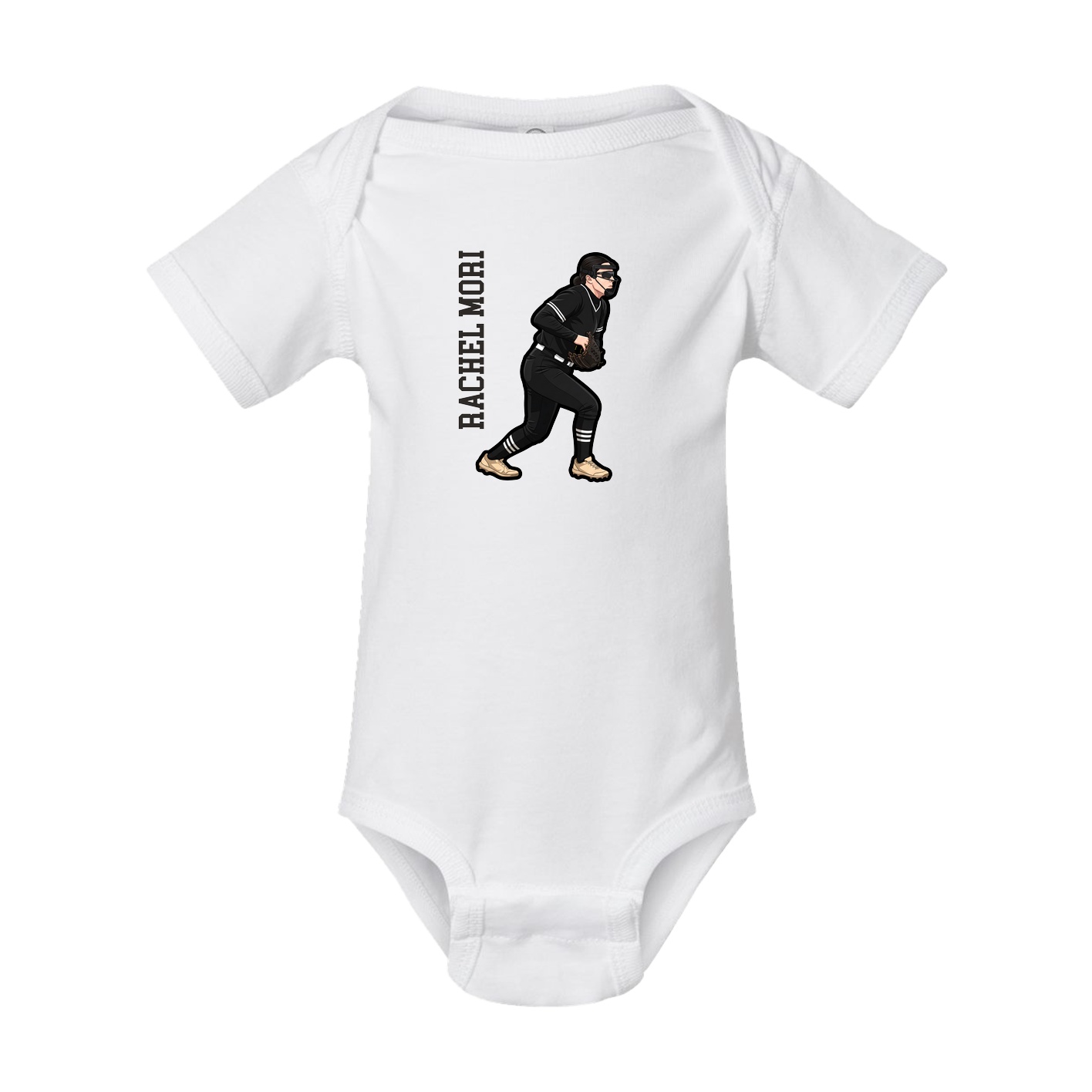 Baby Onesie — Name Vertical in White