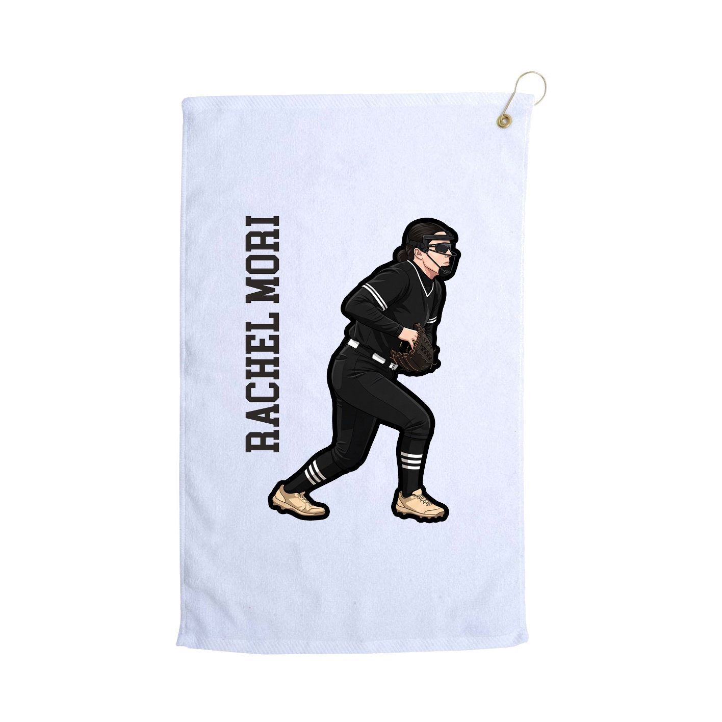Golf Towel — Name Vertical in White