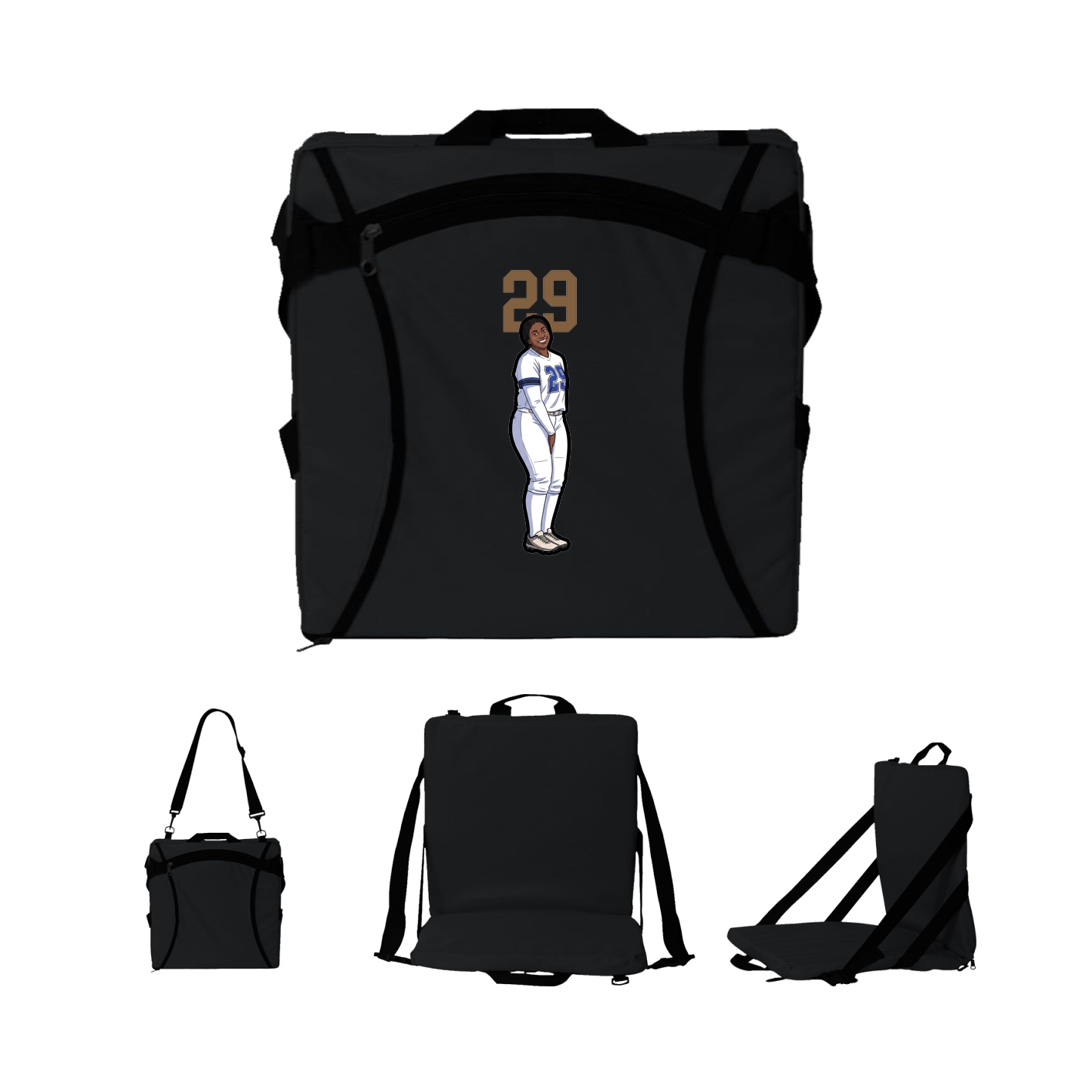 Folding Stadium Seat — Number Top in Black