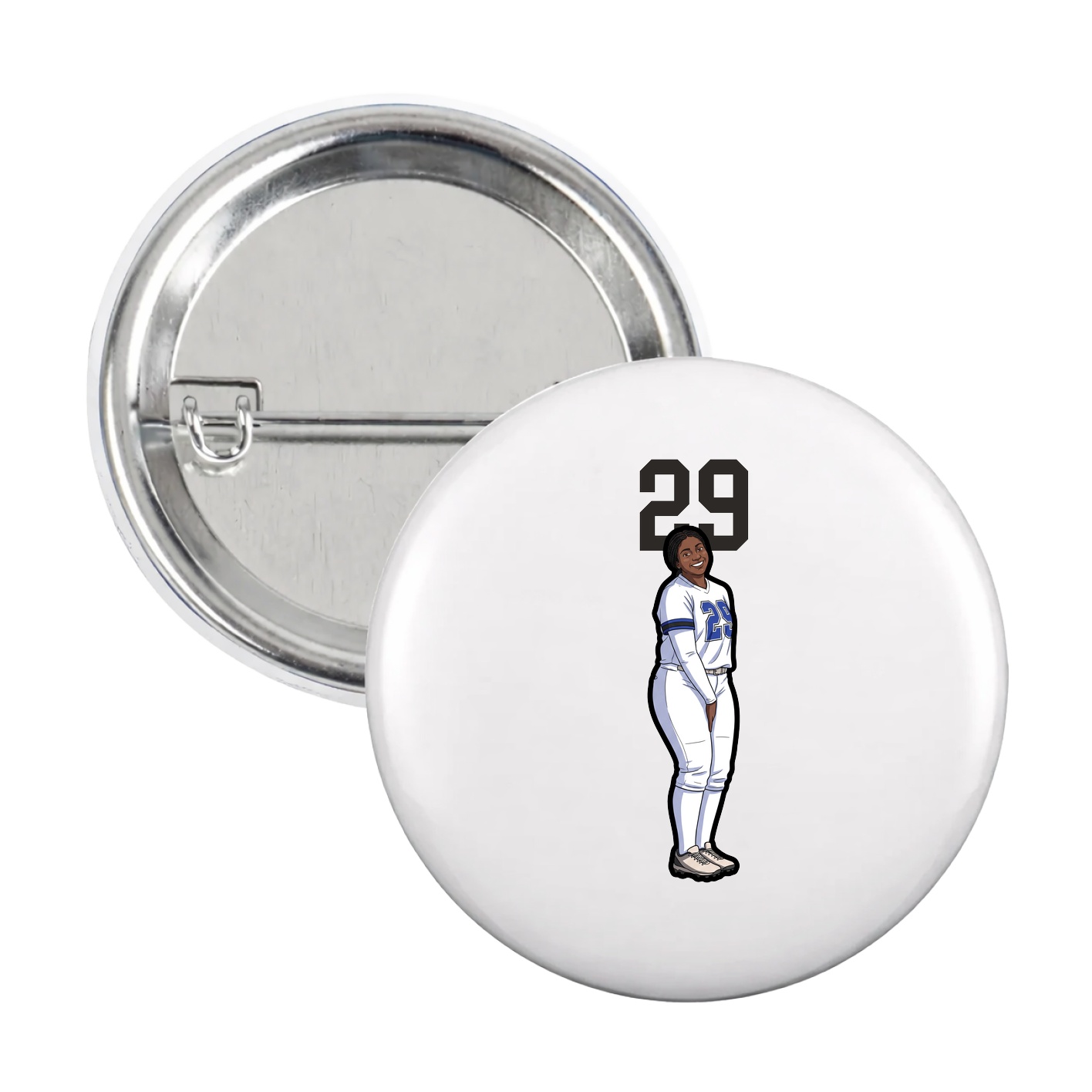 Game Day Button — Number Top in White