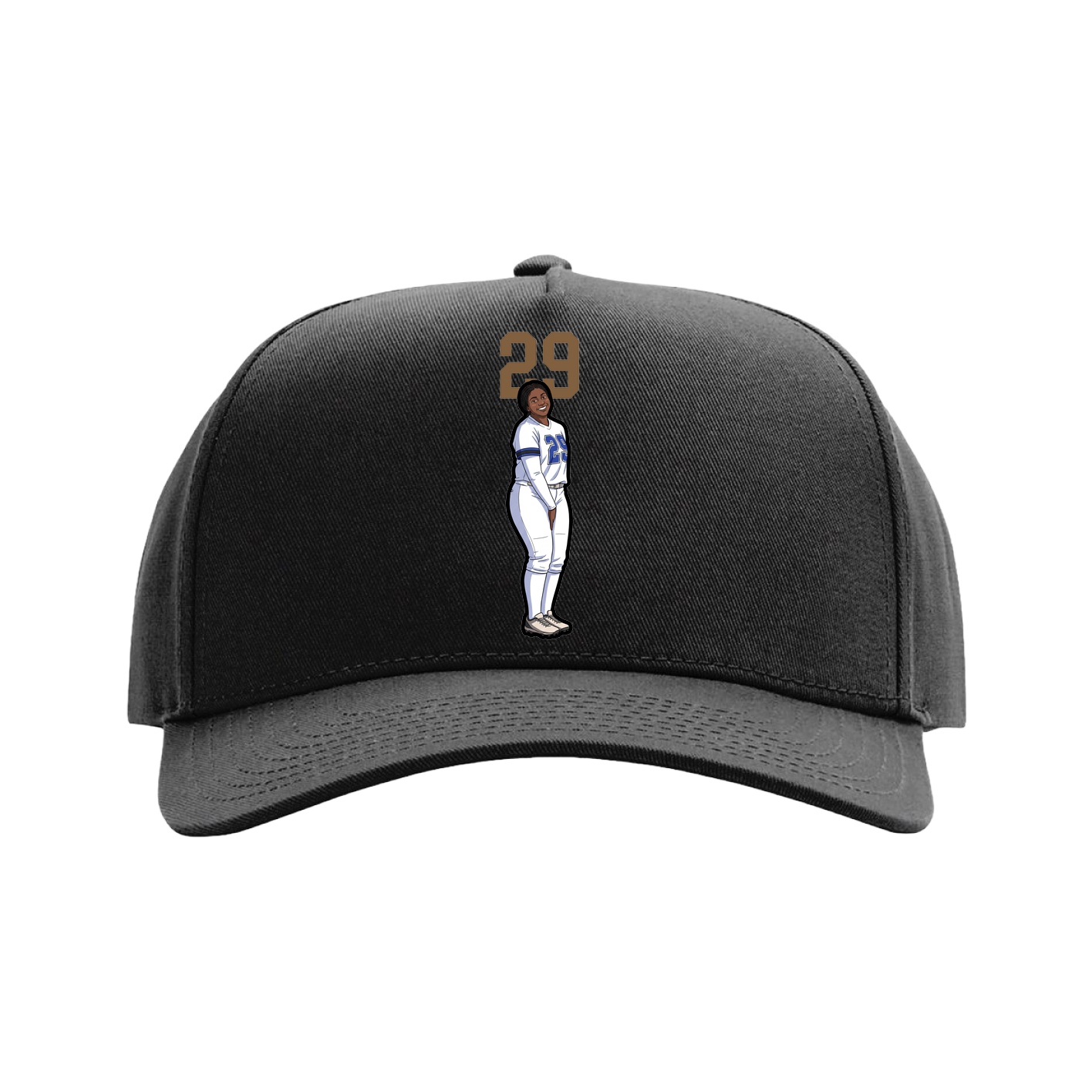 Full Fabric Five-Panel Champ Cap — Number Top in Black