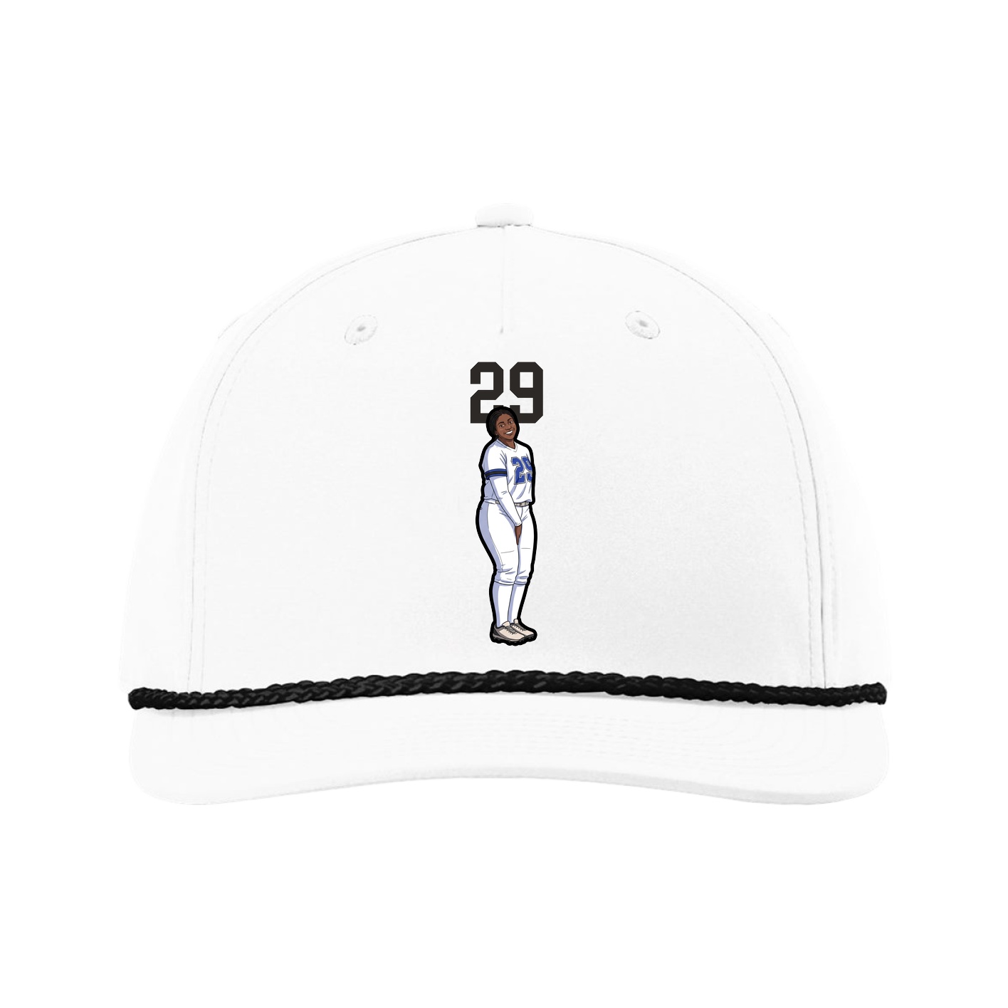Five-Panel Classic Rope Cap — Number Top in White