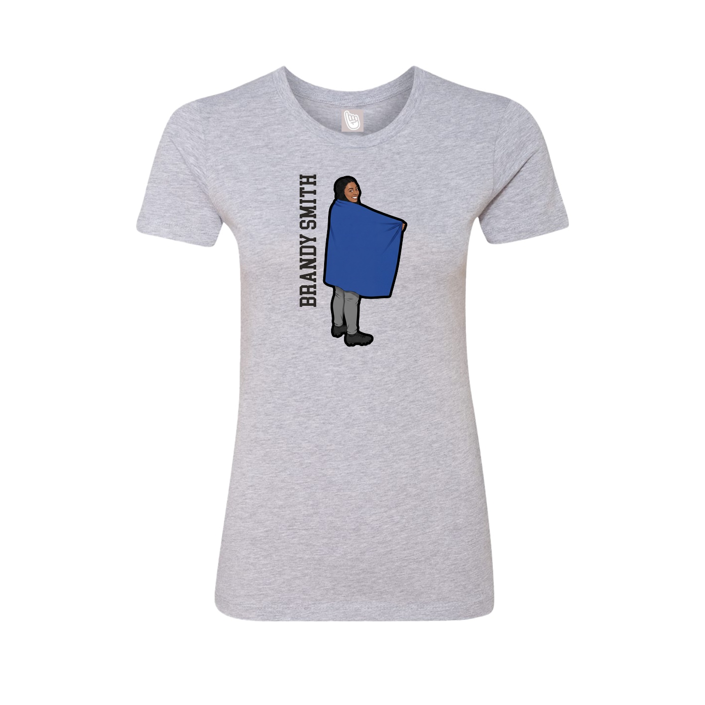 Fitted Women's Tee — Name Vertical in Grey