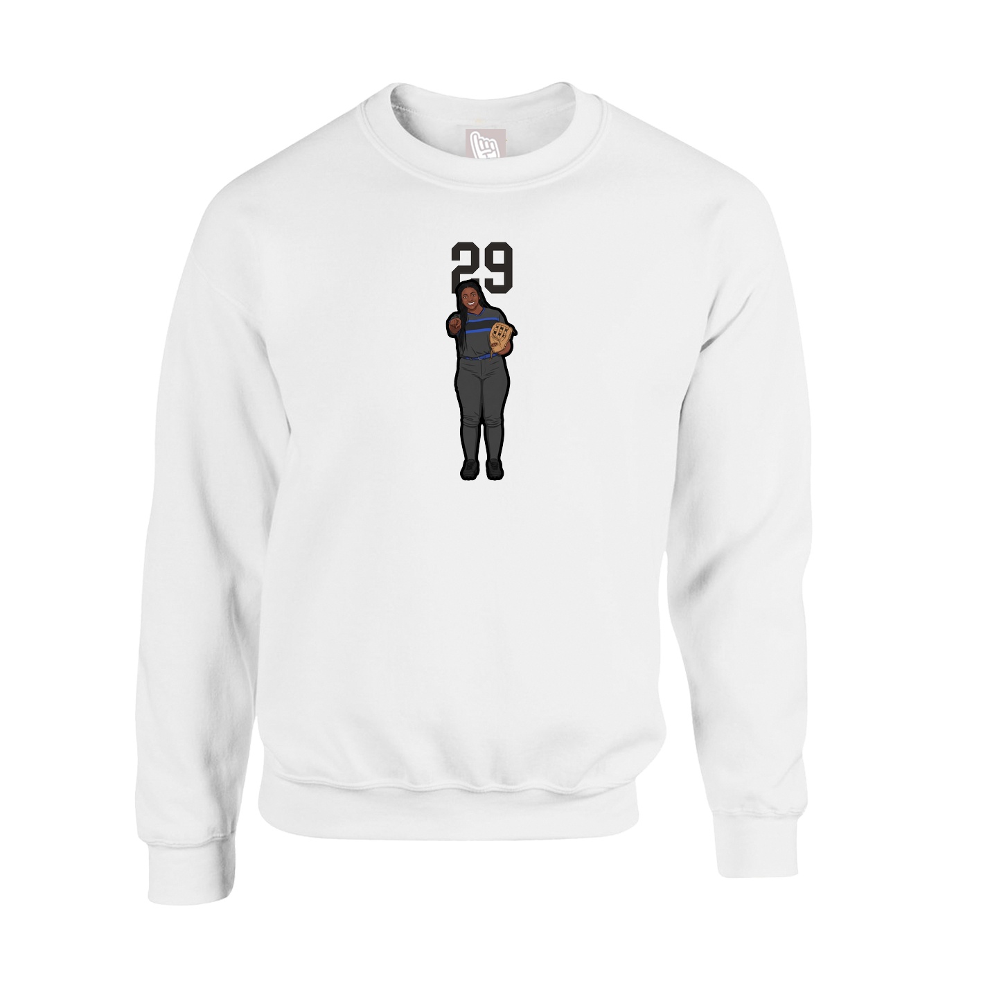 Fleece Crew — Number Top in White