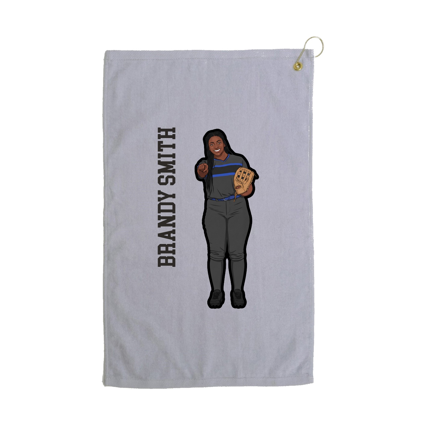 Golf Towel — Name Vertical in Grey