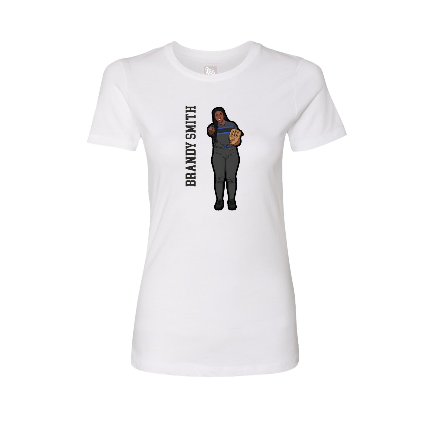 Fitted Women's Tee — Name Vertical in White