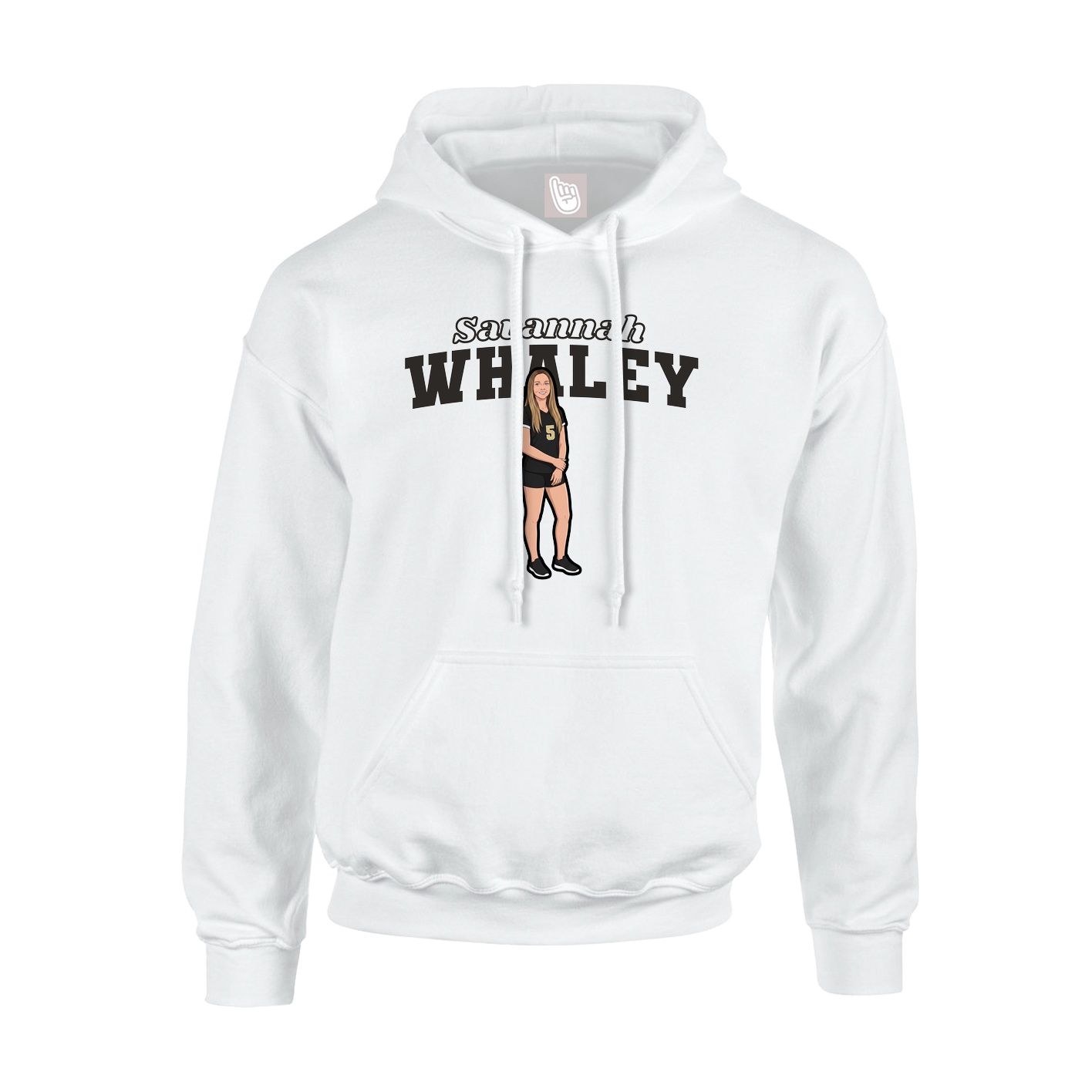 Youth Hoodie — Name Arch in White