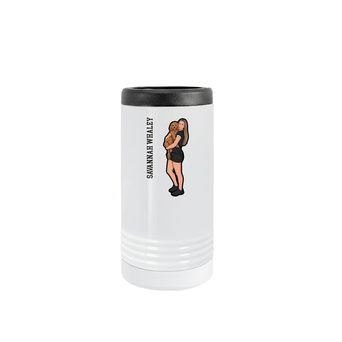 Slim Beverage Holder — Name Vertical in White
