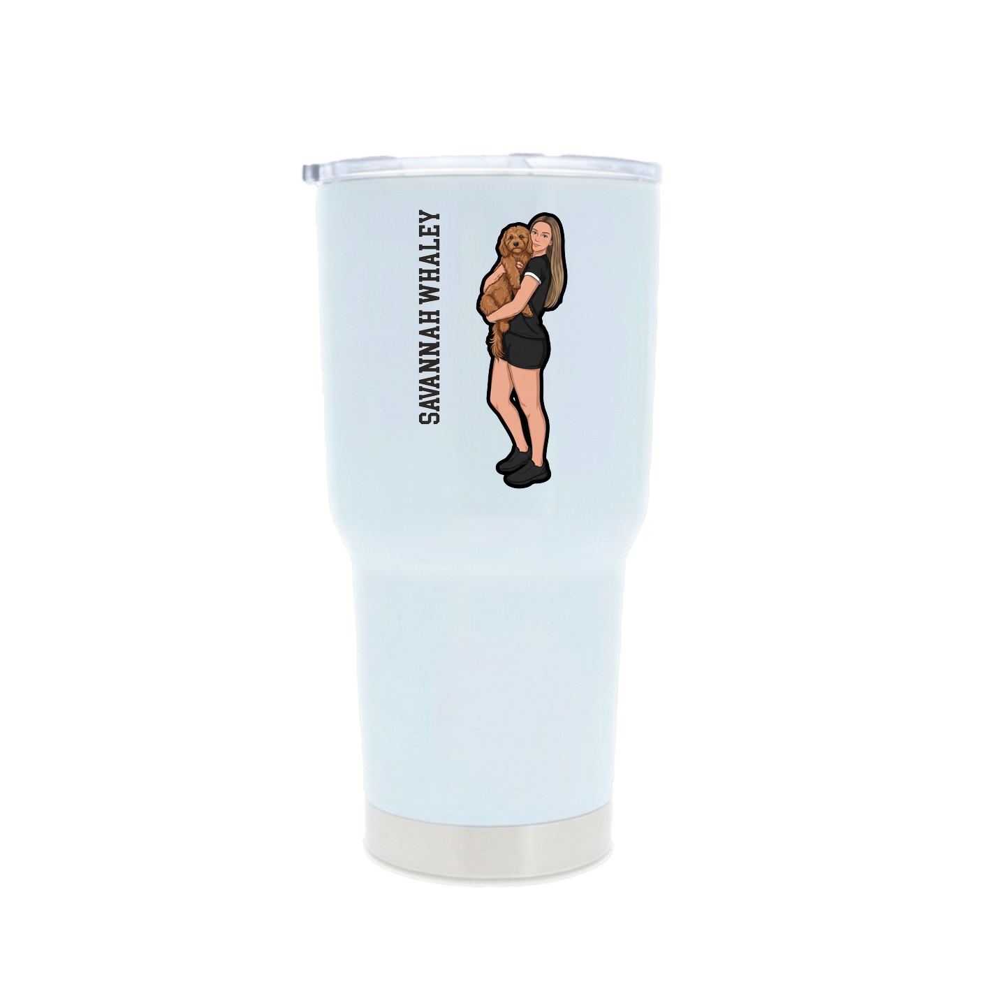 30oz Stainless Steel Tumbler — Name Vertical in White