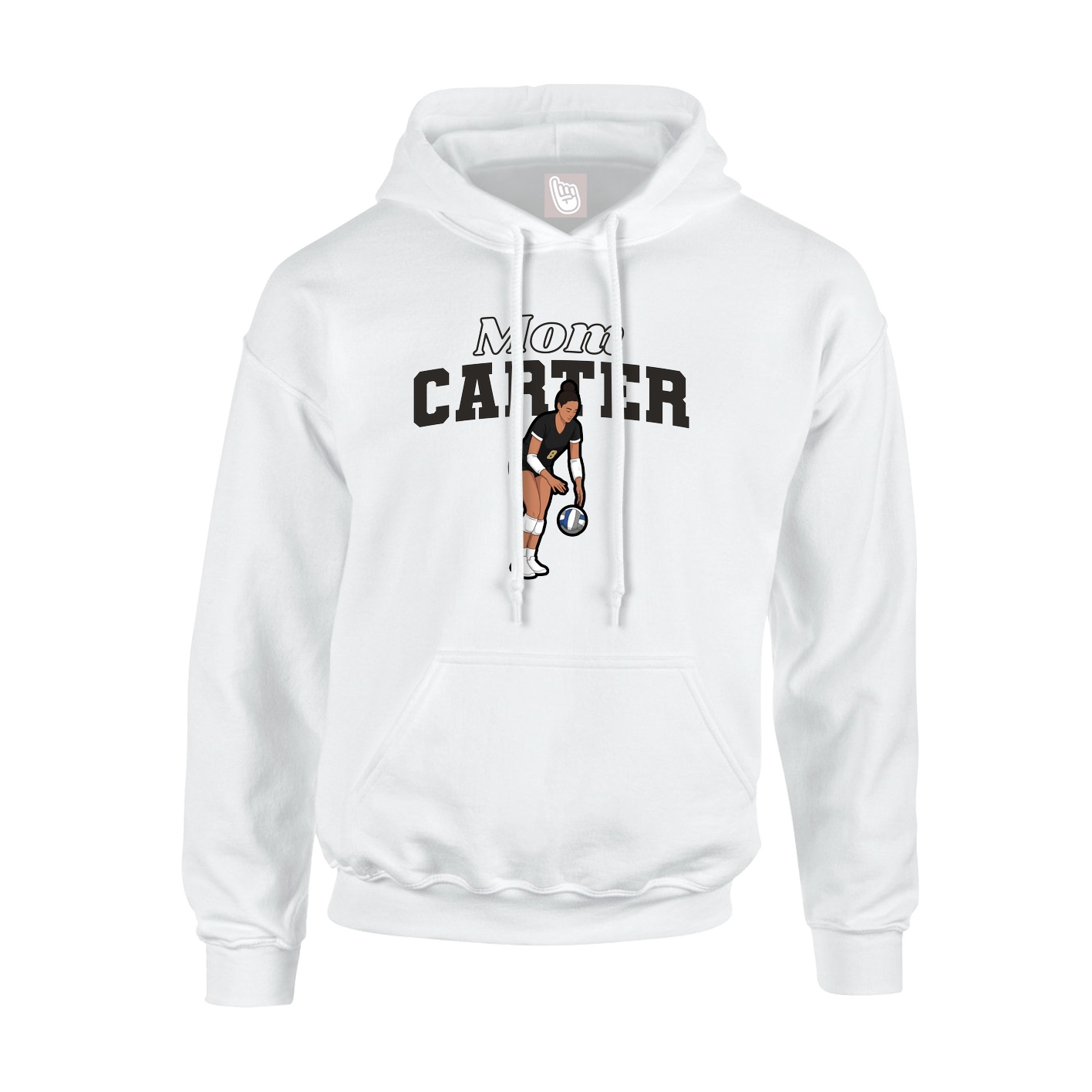 Youth Hoodie — Mothers Day Block in White