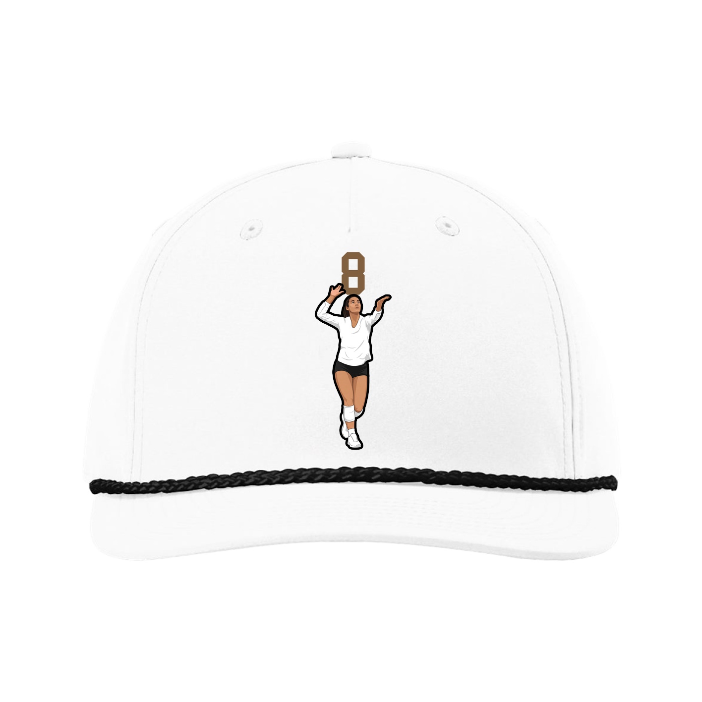 Five-Panel Classic Rope Cap — Number Top in White