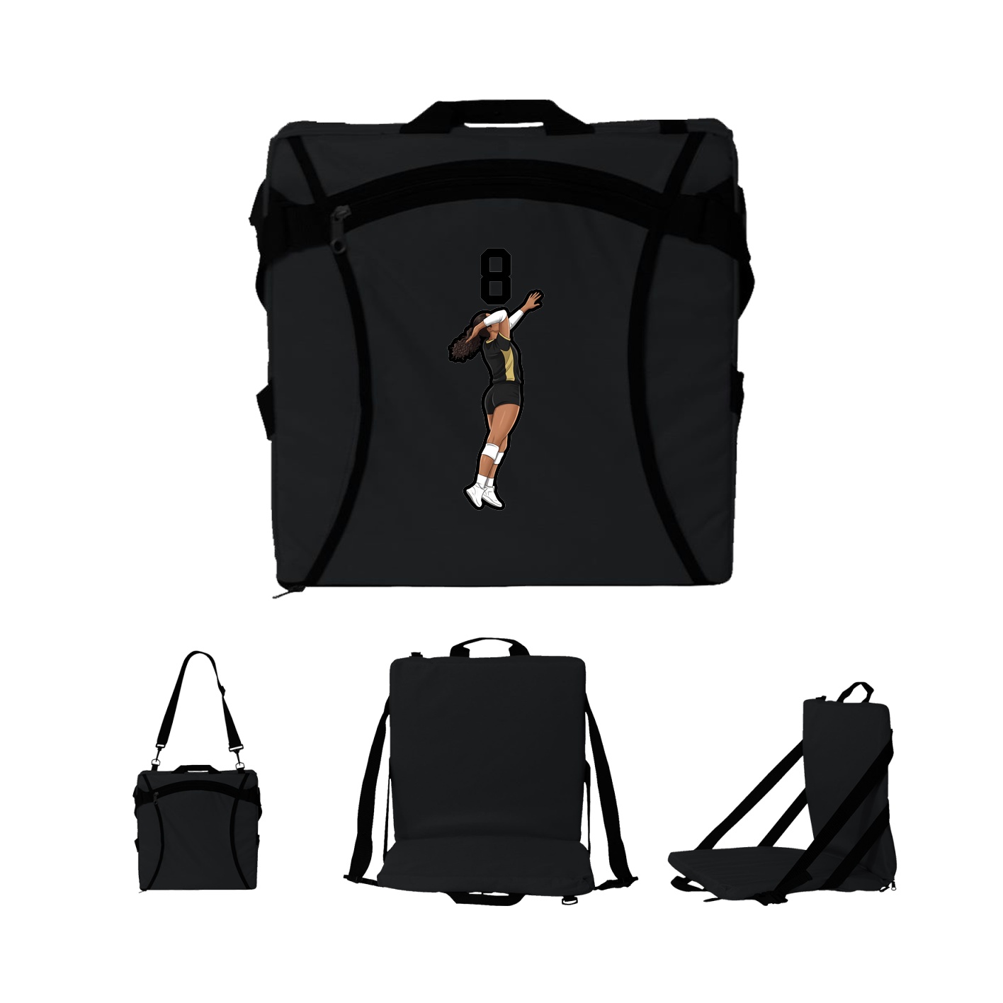 Folding Stadium Seat — Number Top in Black