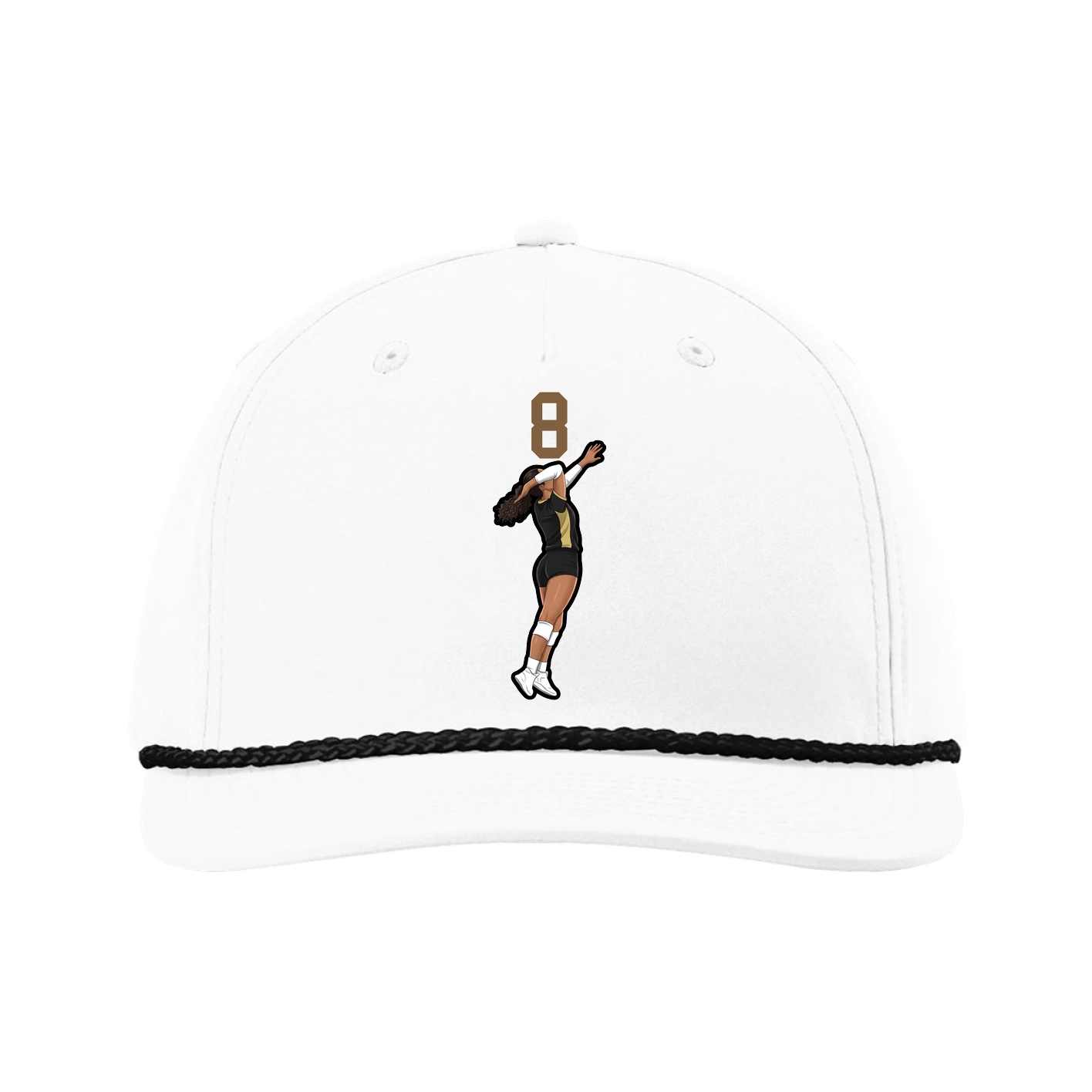 Five-Panel Classic Rope Cap — Number Top in White