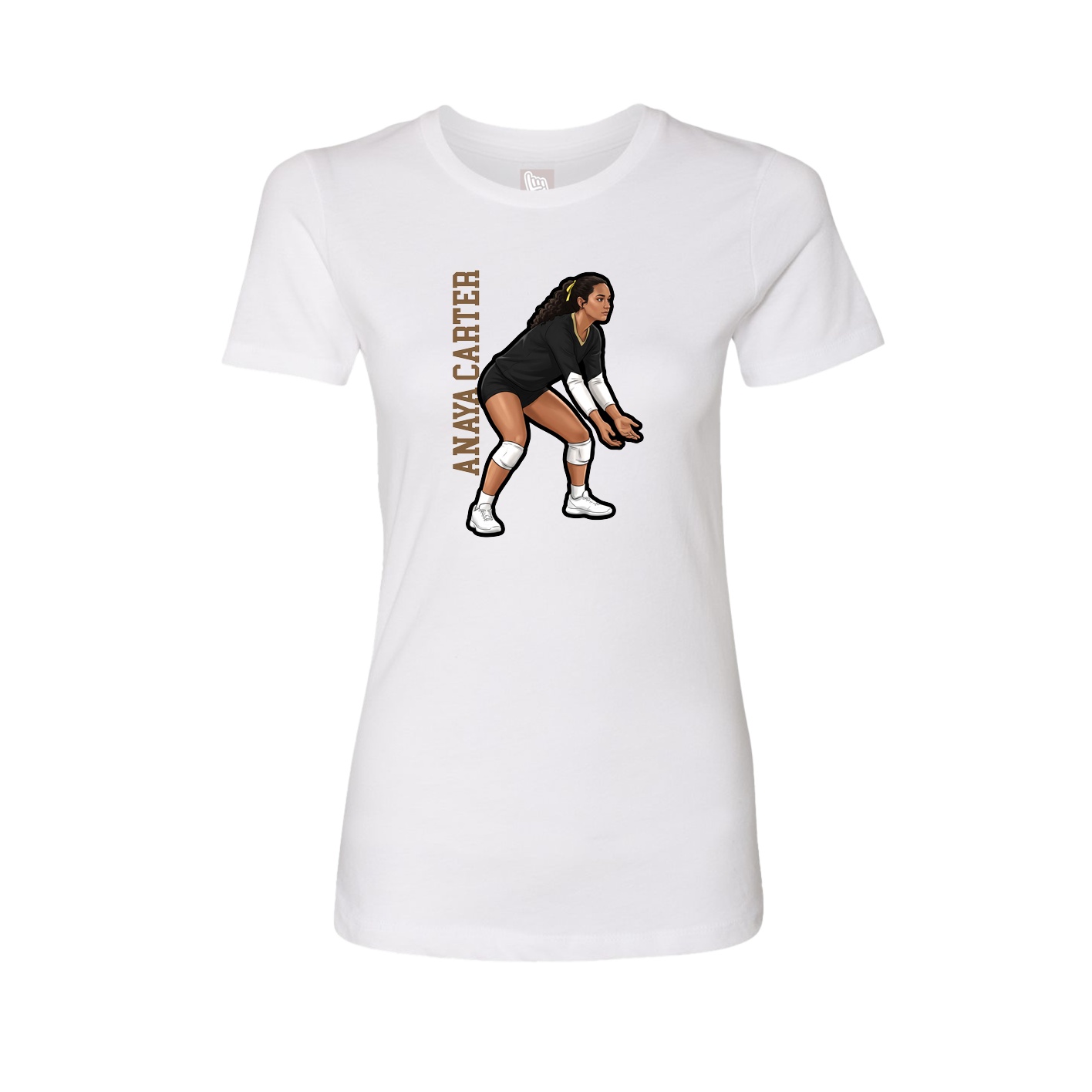 Fitted Women's Tee — Name Vertical in White