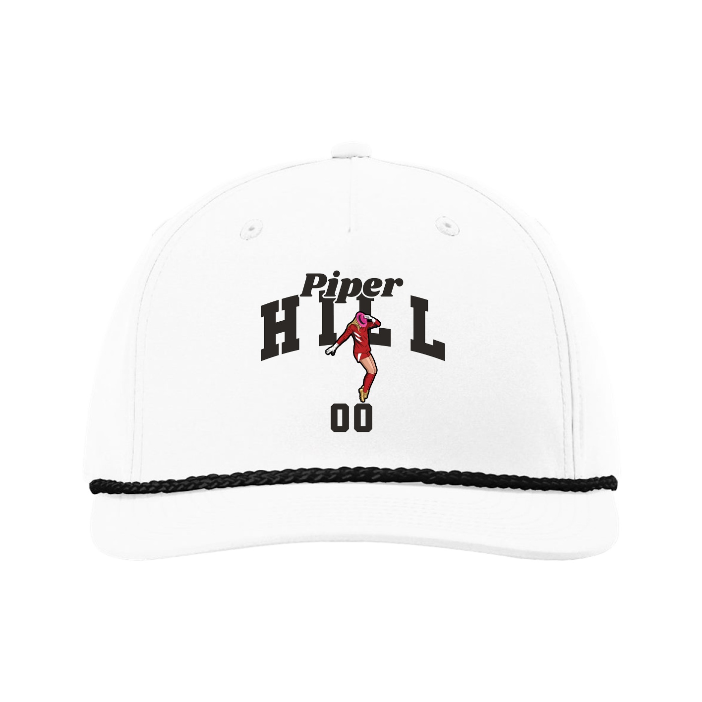 Five-Panel Classic Rope Cap — Signature Arch in White