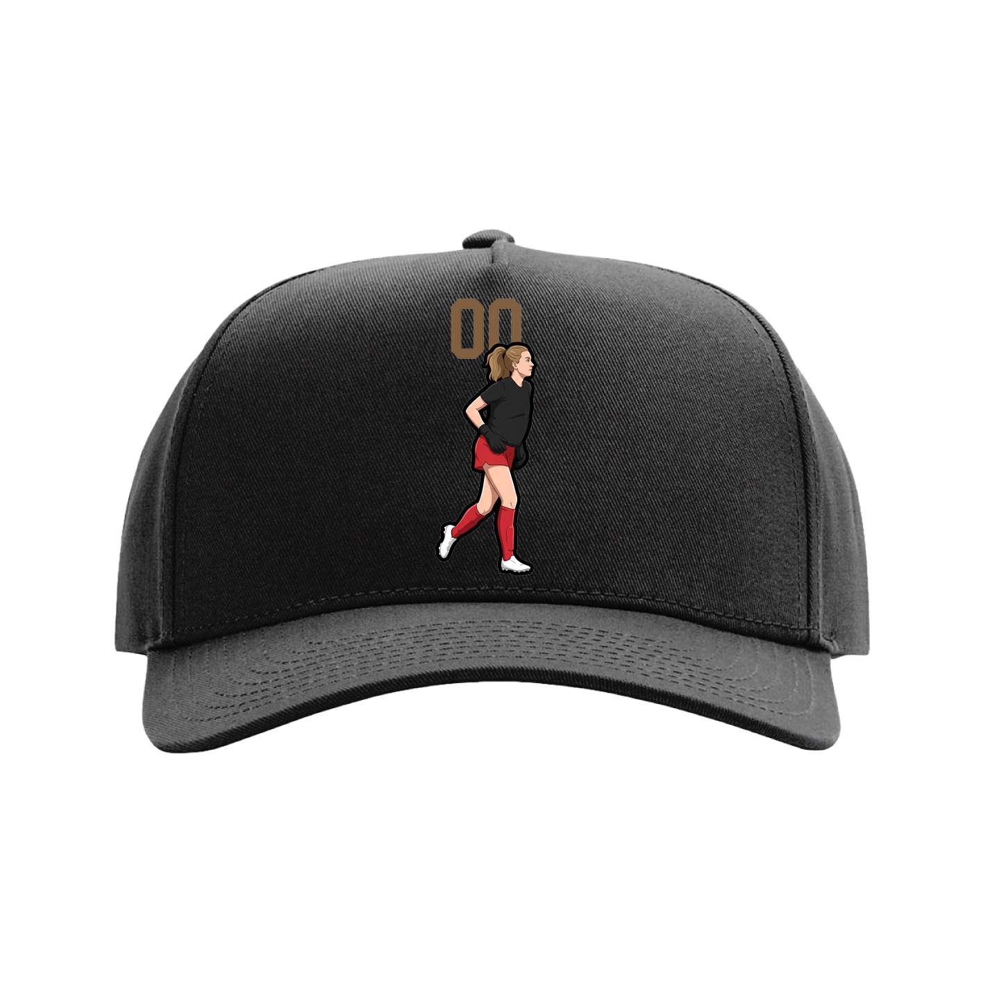 Full Fabric Five-Panel Champ Cap — Number Top in Black