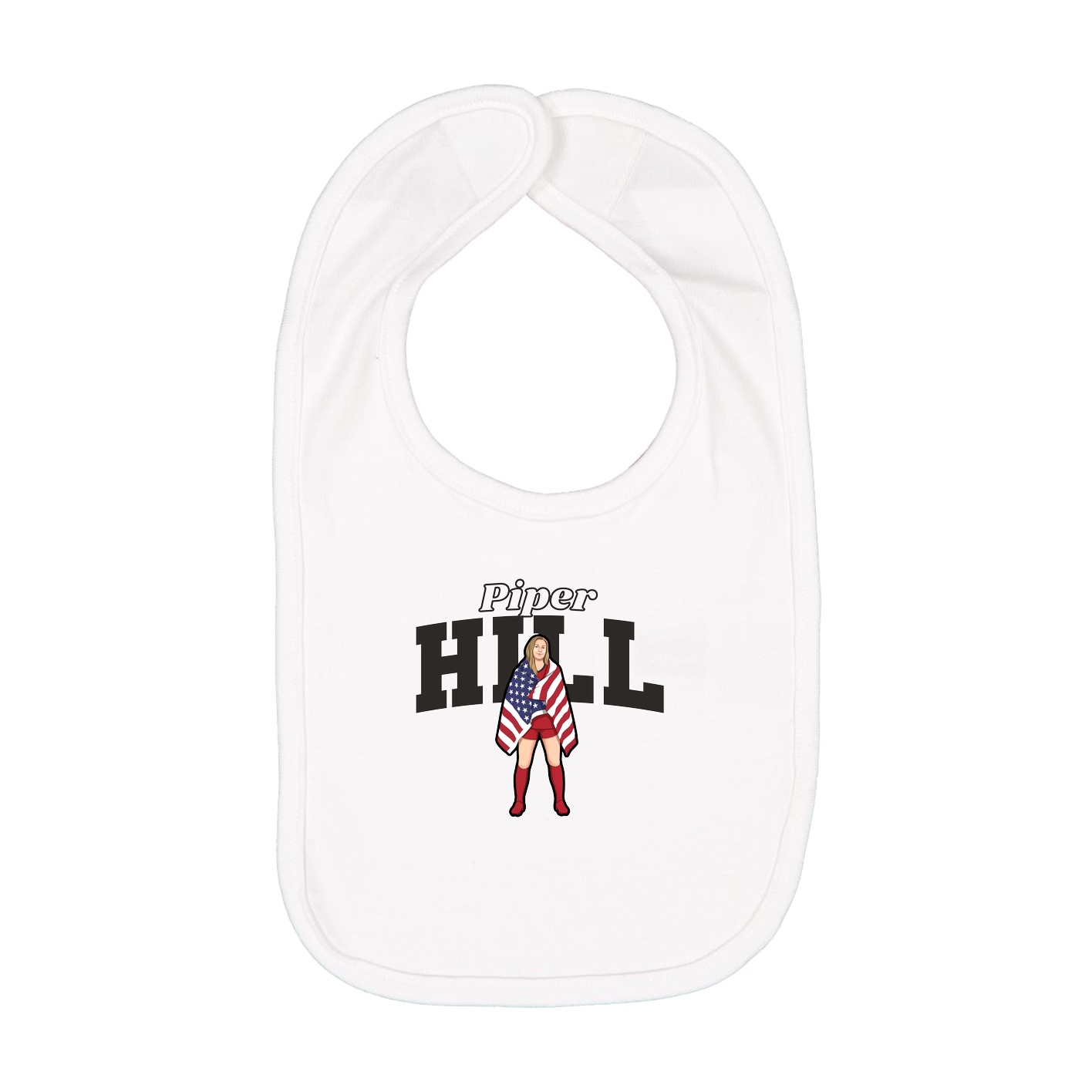 Infant Bib — Name Arch in White