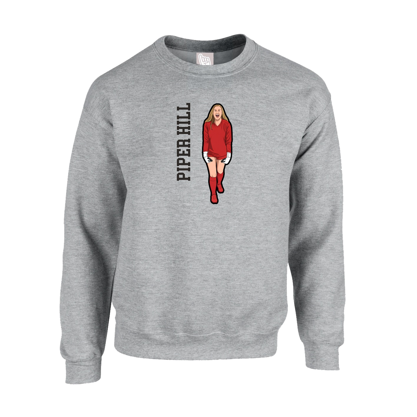Fleece Crew — Name Vertical in Grey