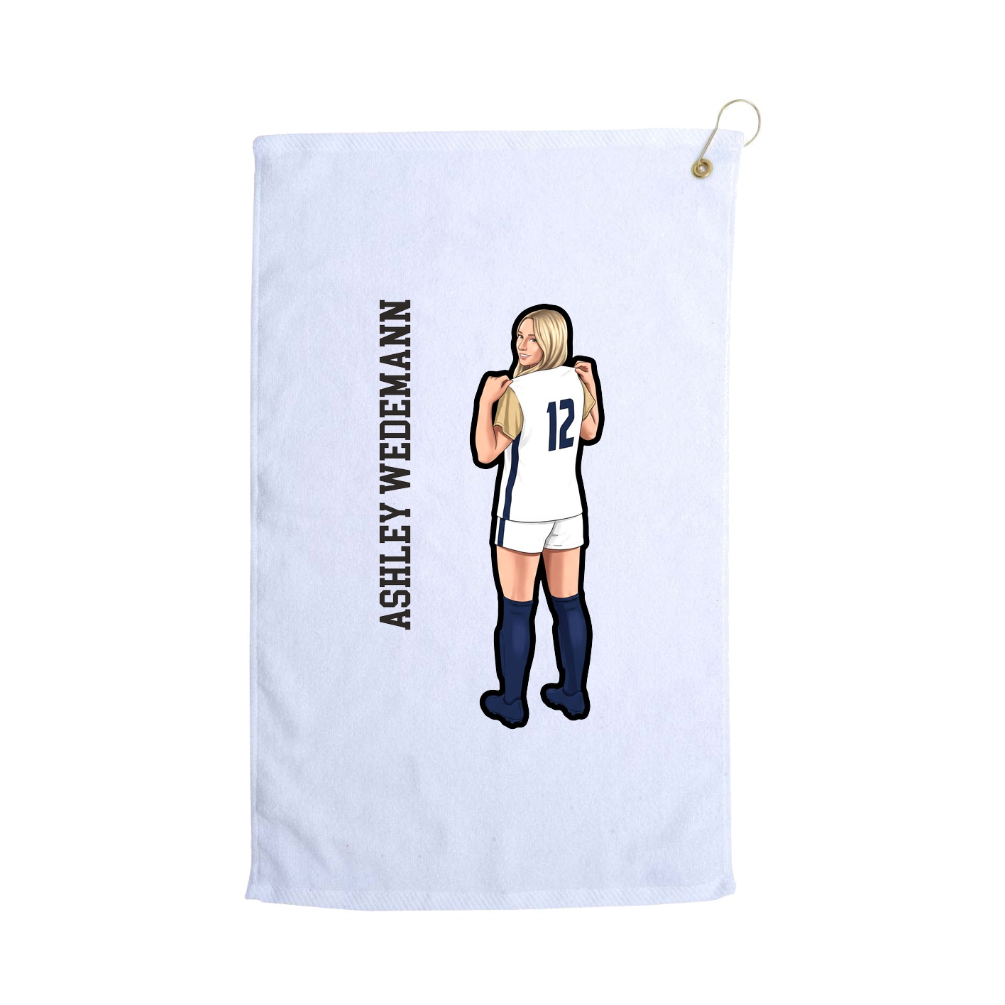 Golf Towel — Name Vertical in White