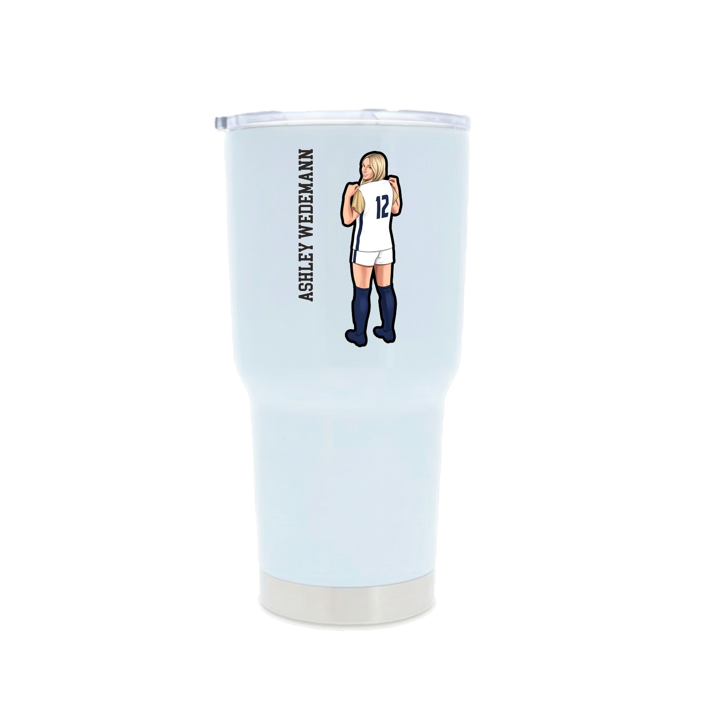 30oz Stainless Steel Tumbler — Name Vertical in White
