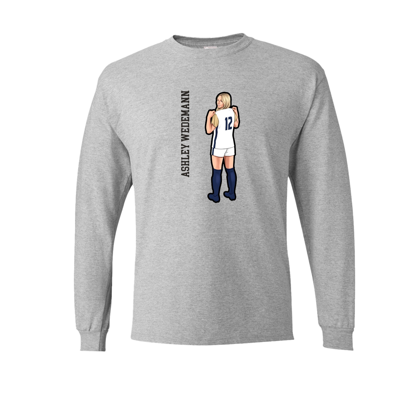 Long Sleeve Tee — Name Vertical in Grey