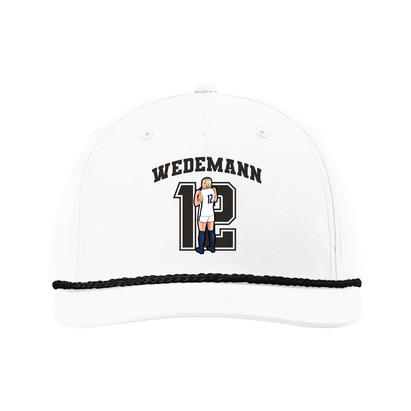 Five-Panel Classic Rope Cap — Number in White
