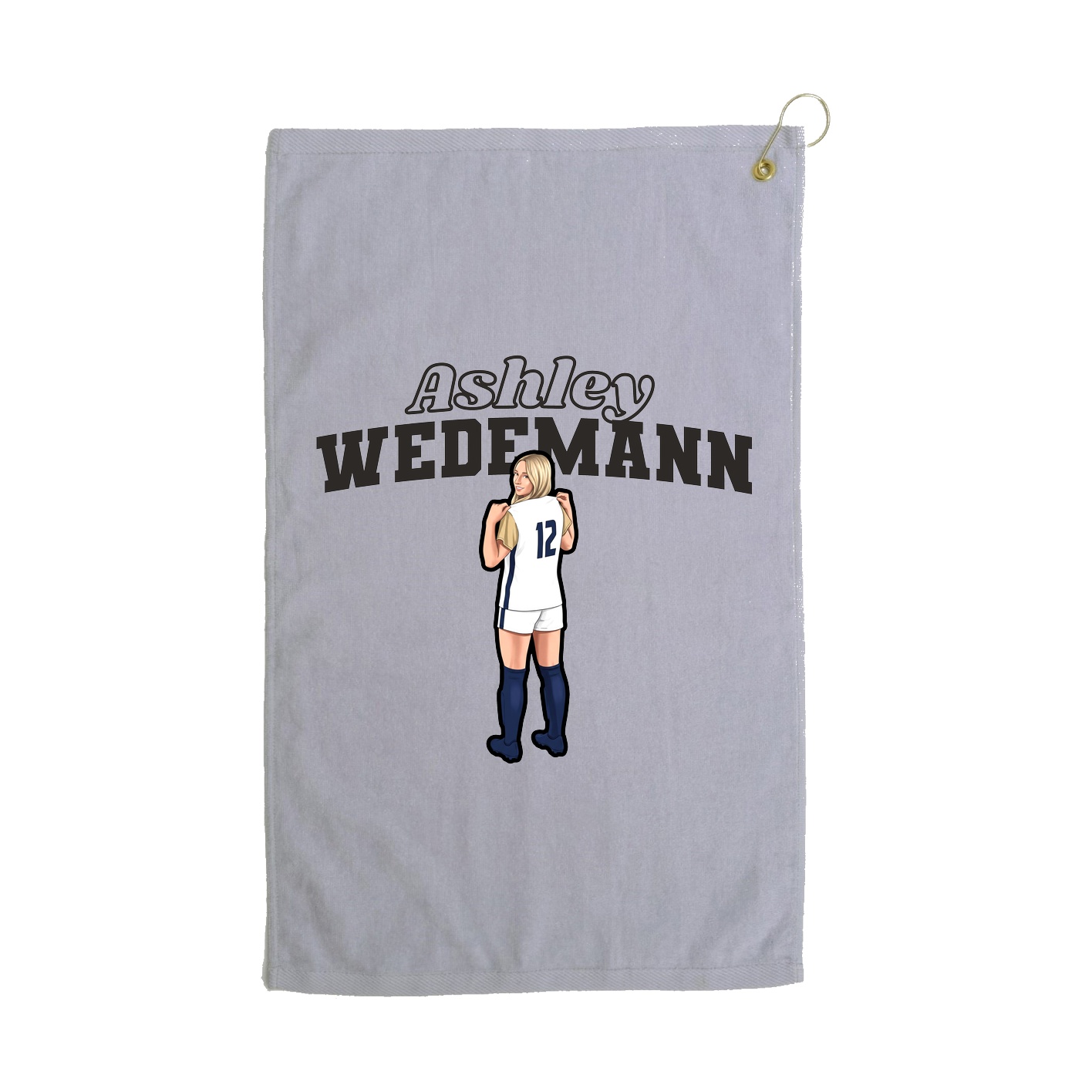 Golf Towel — Name Arch in Grey