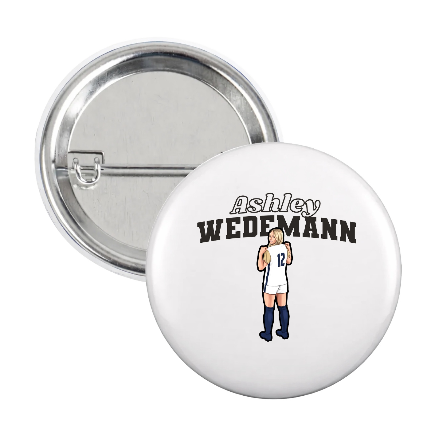 Game Day Button — Name Arch in White