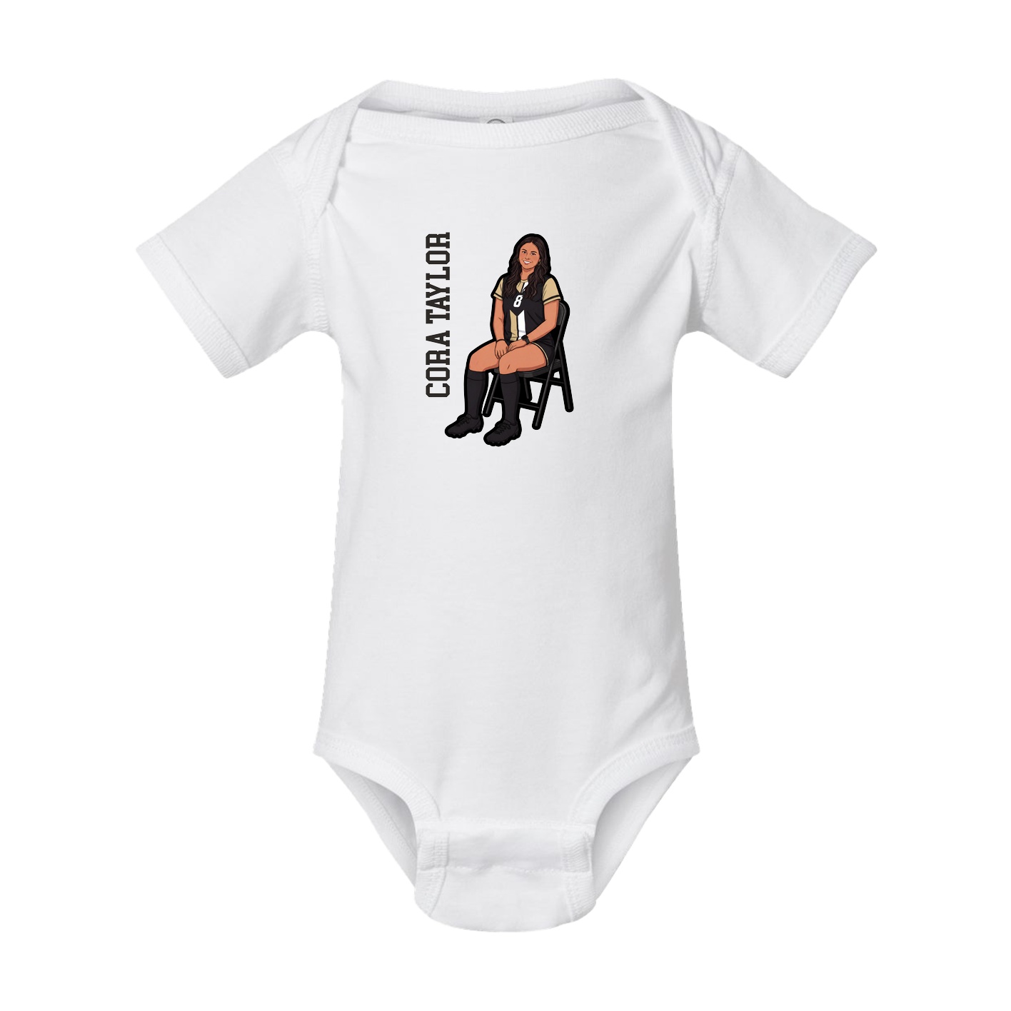 Baby Onesie — Name Vertical in White