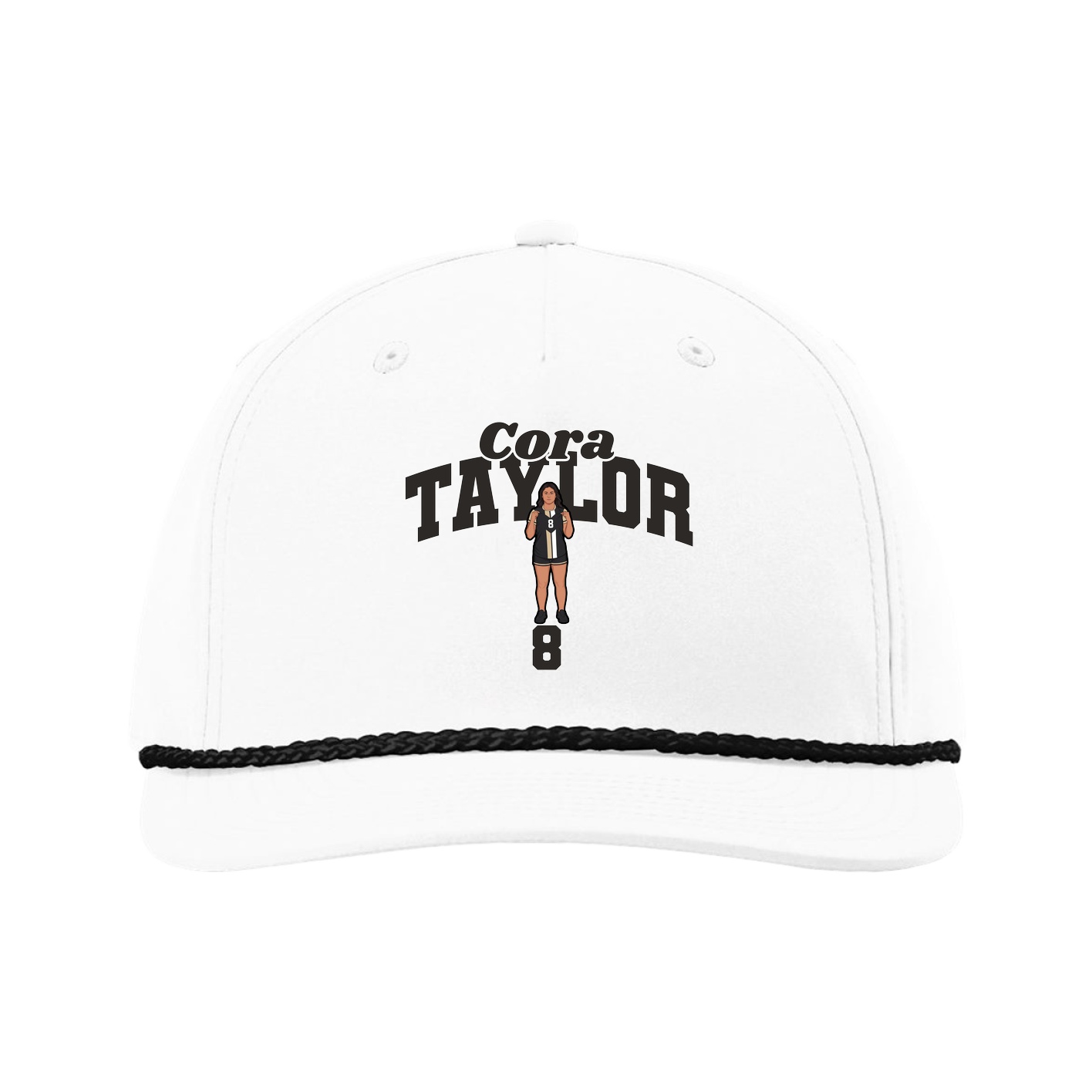 Five-Panel Classic Rope Cap — Signature Arch in White