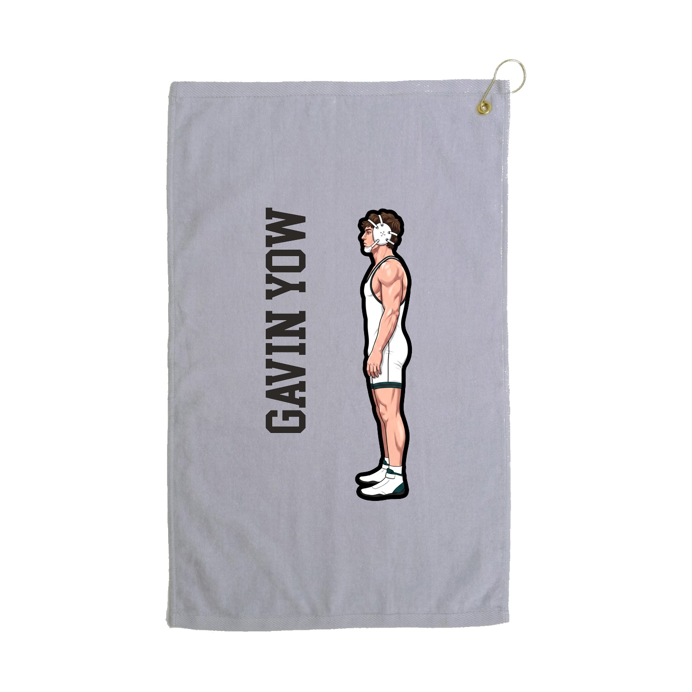 Golf Towel — Name Vertical in Grey