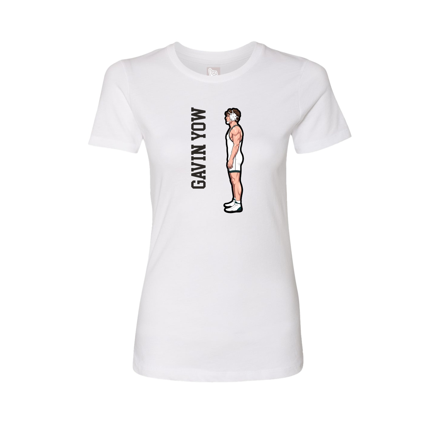 Womens Tee — Name Vertical in White