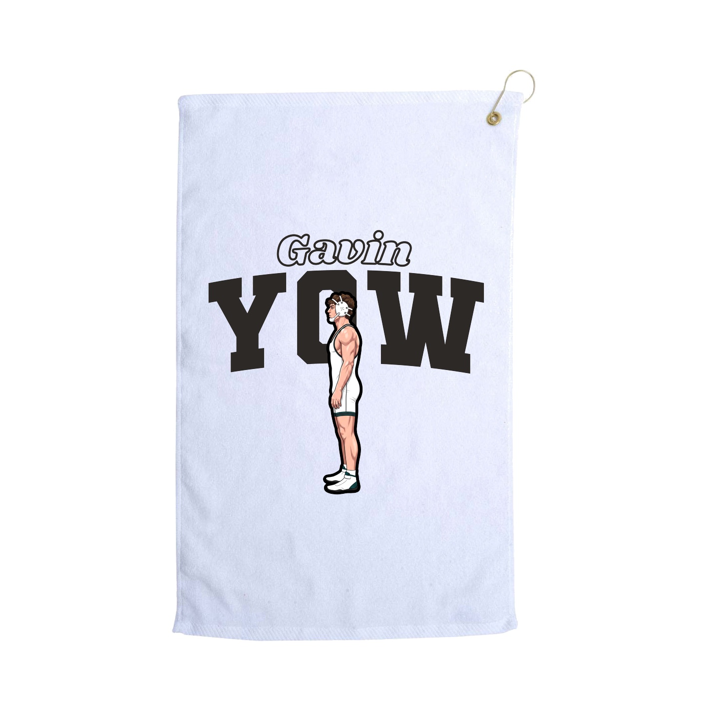 Golf Towel — Name Arch in White