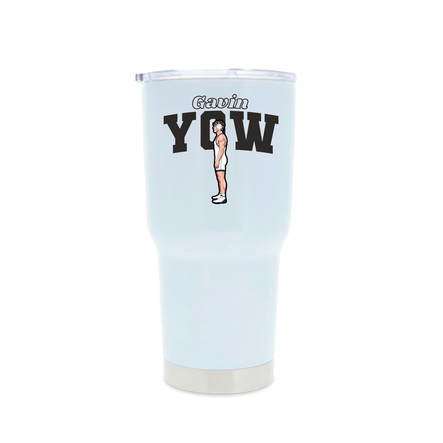 30oz Stainless Steel Tumbler — Name Arch in White