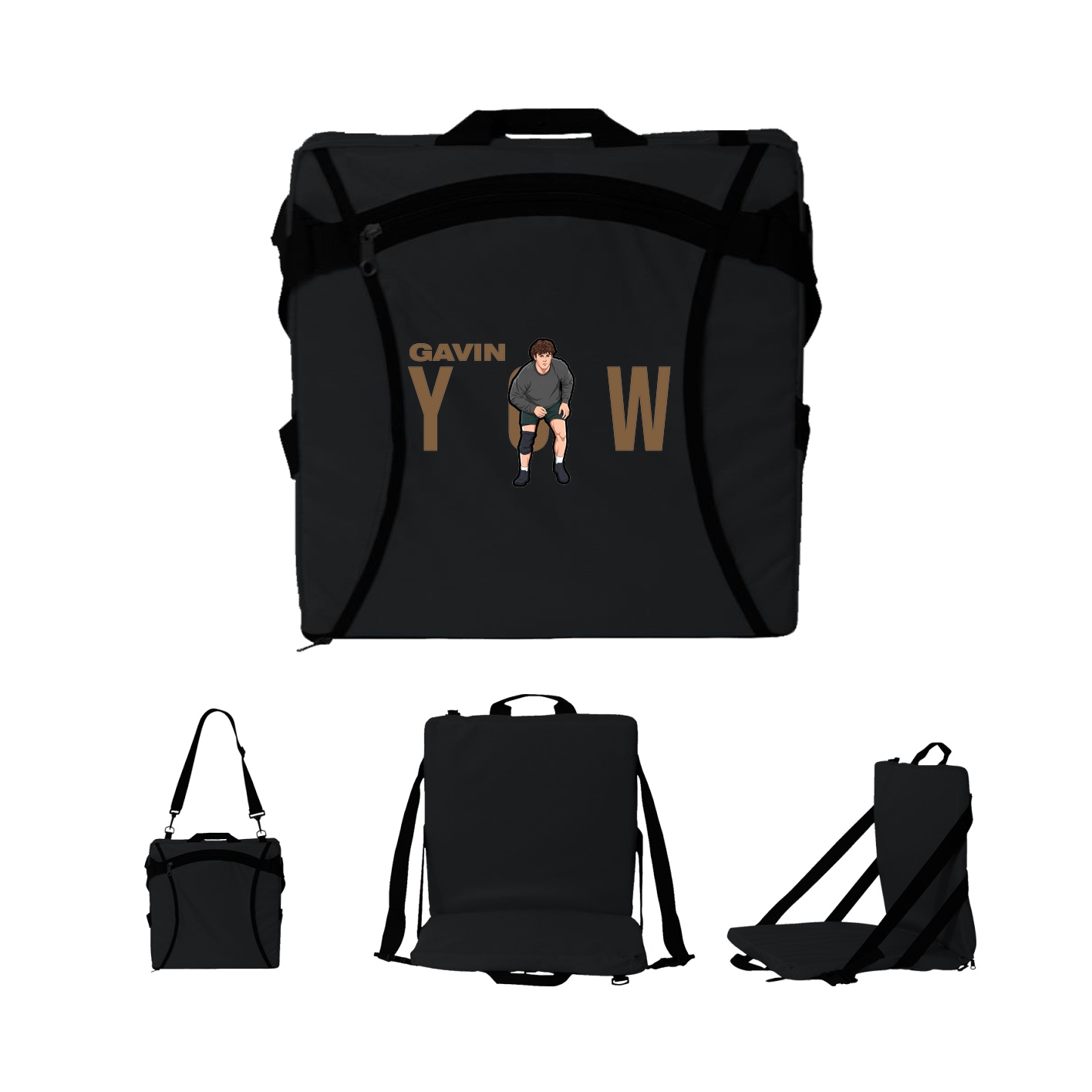 Folding Stadium Seat — Player Name in Black
